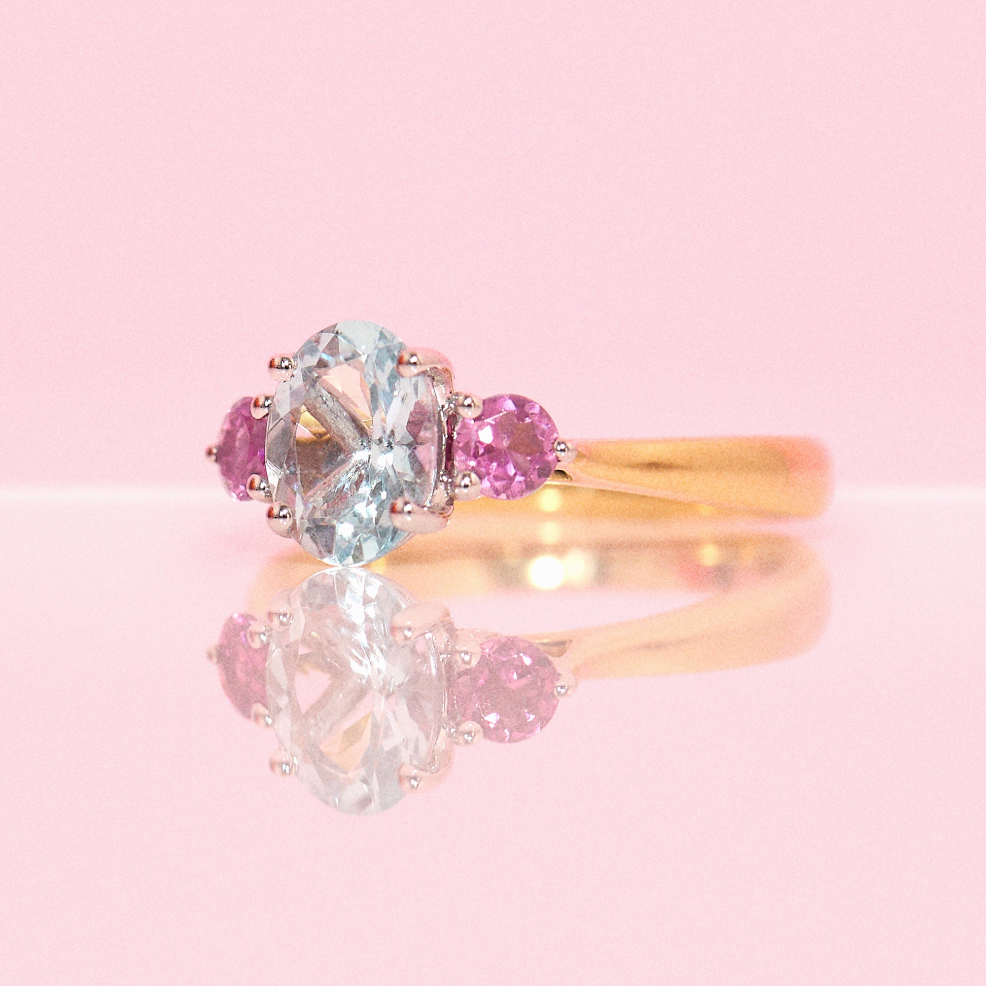 18ct gold aquamarine ring with various birthstone options (made to order)