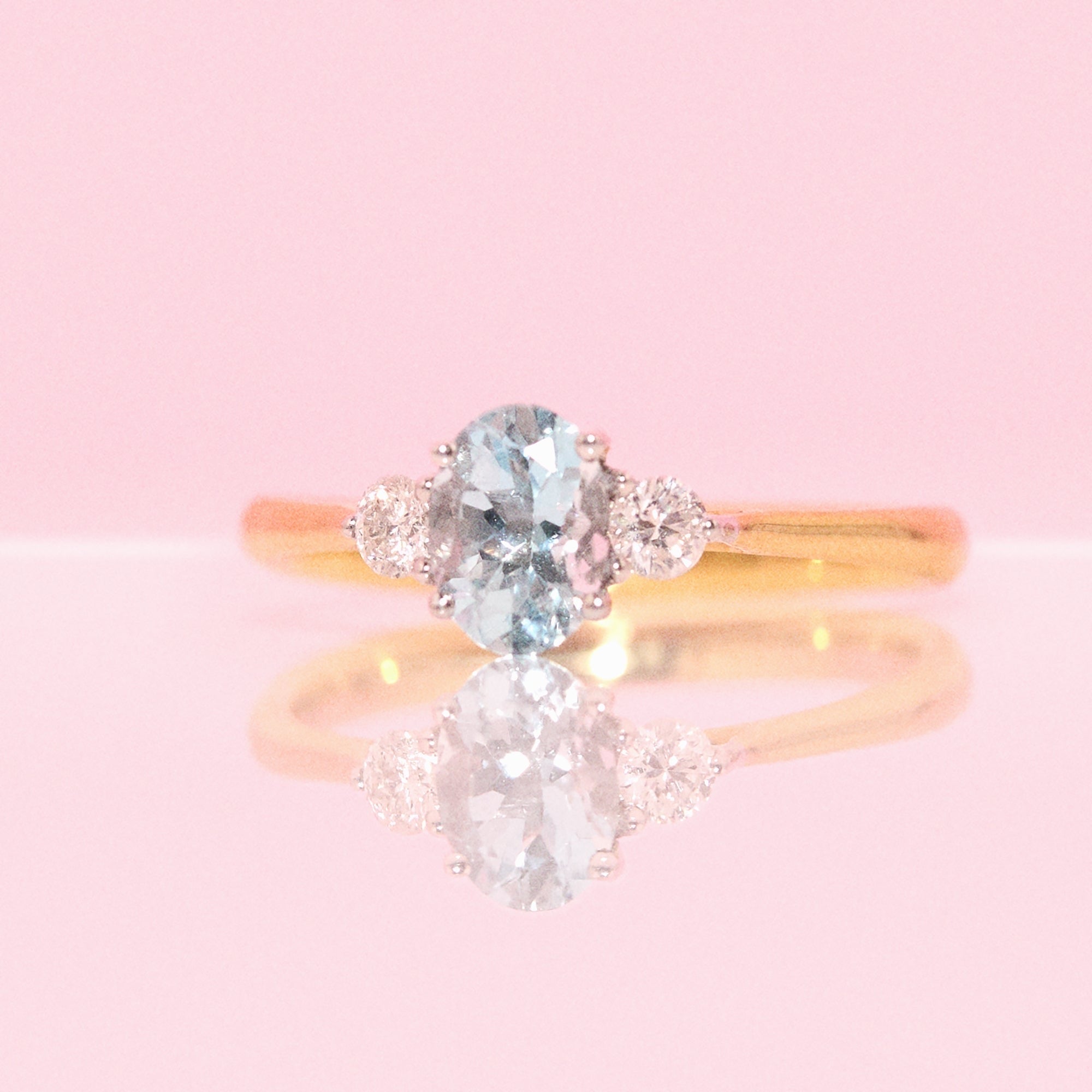 18ct gold aquamarine ring with various birthstone options (made to order)