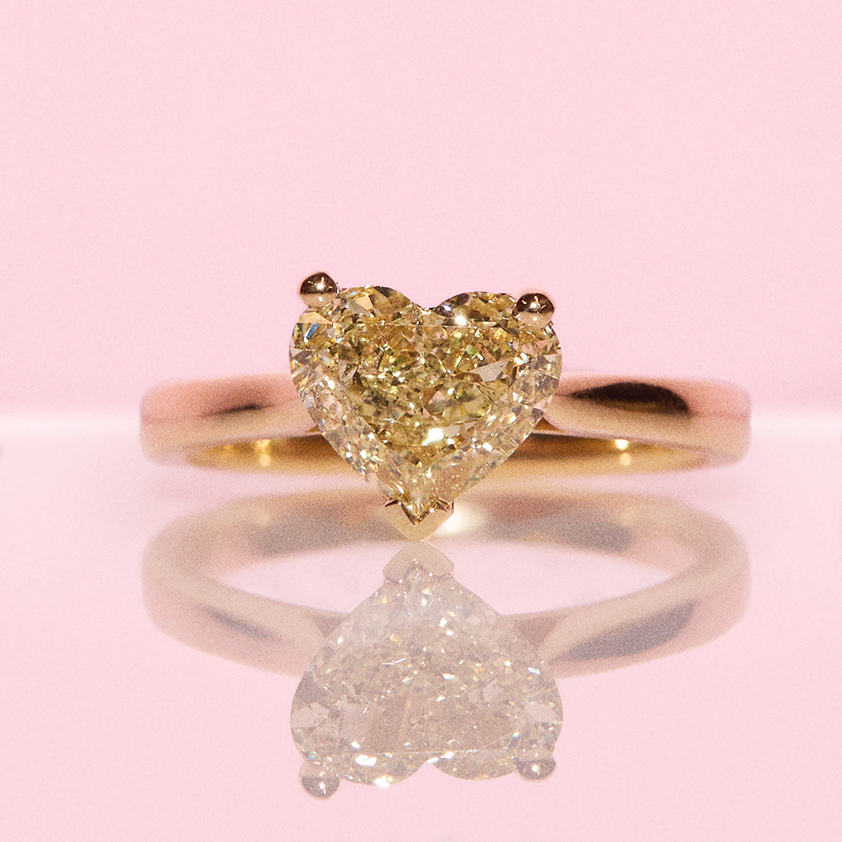18ct yellow gold 2.0ct yellow fancy heart diamond ring