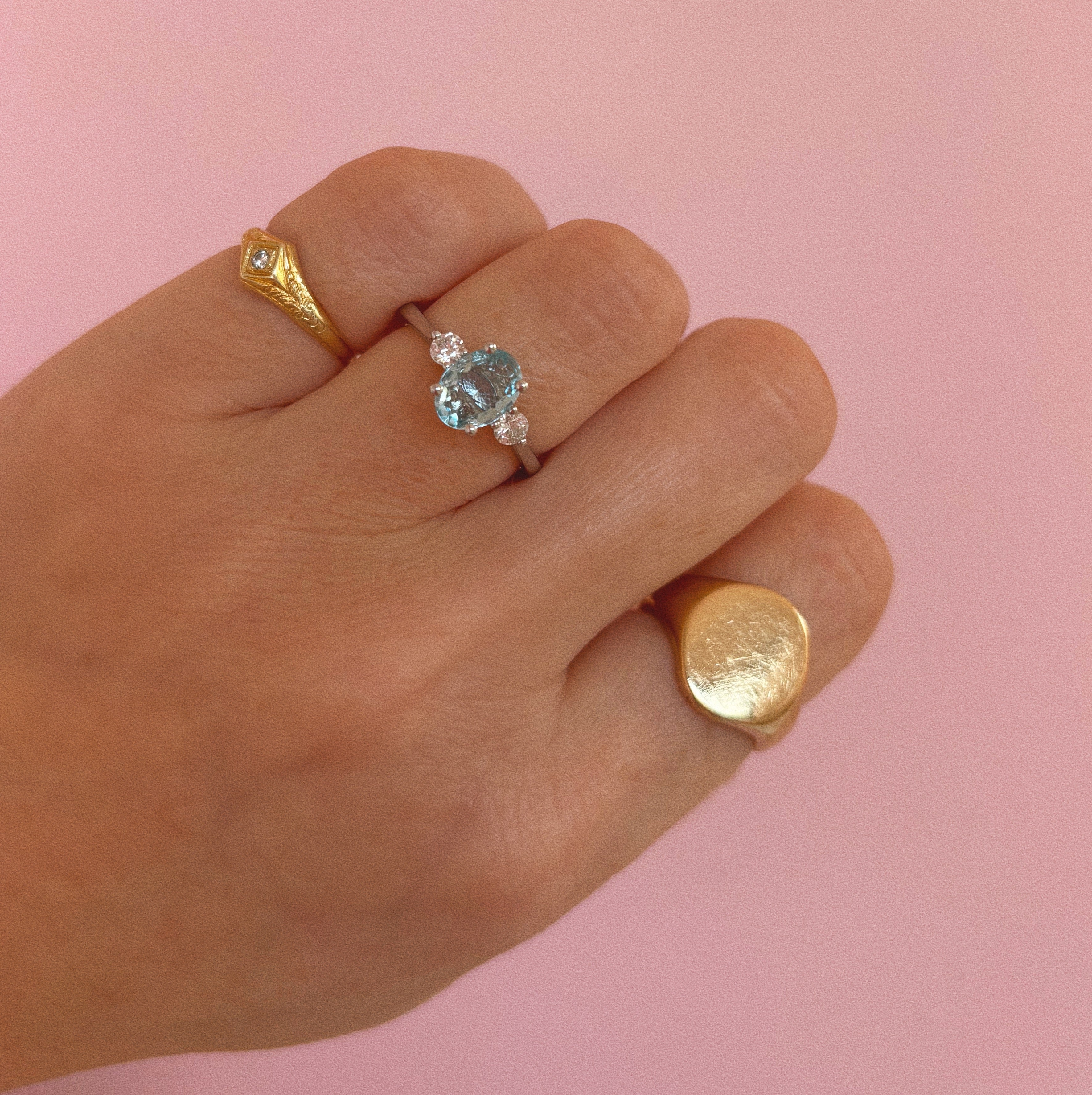 18ct white gold aquamarine and diamond ring (made to order)