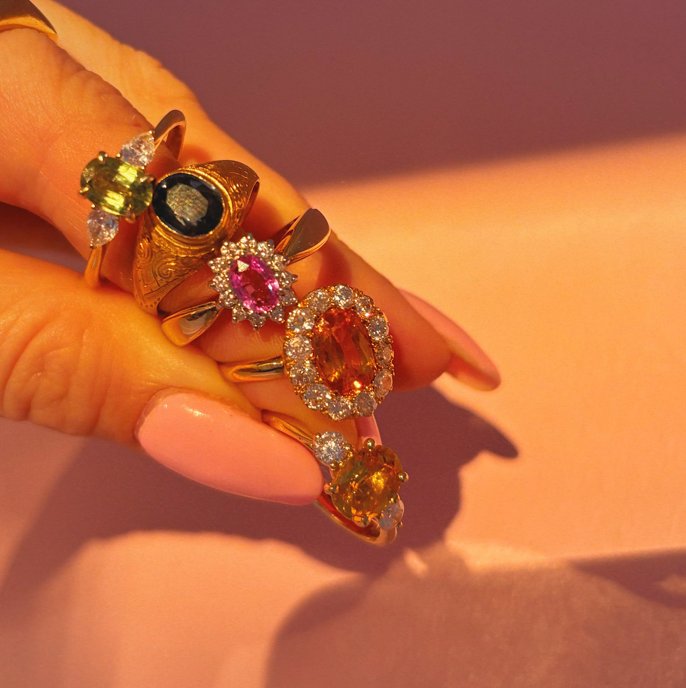 18ct gold yellow sapphire and diamond three stone ring (made to order)