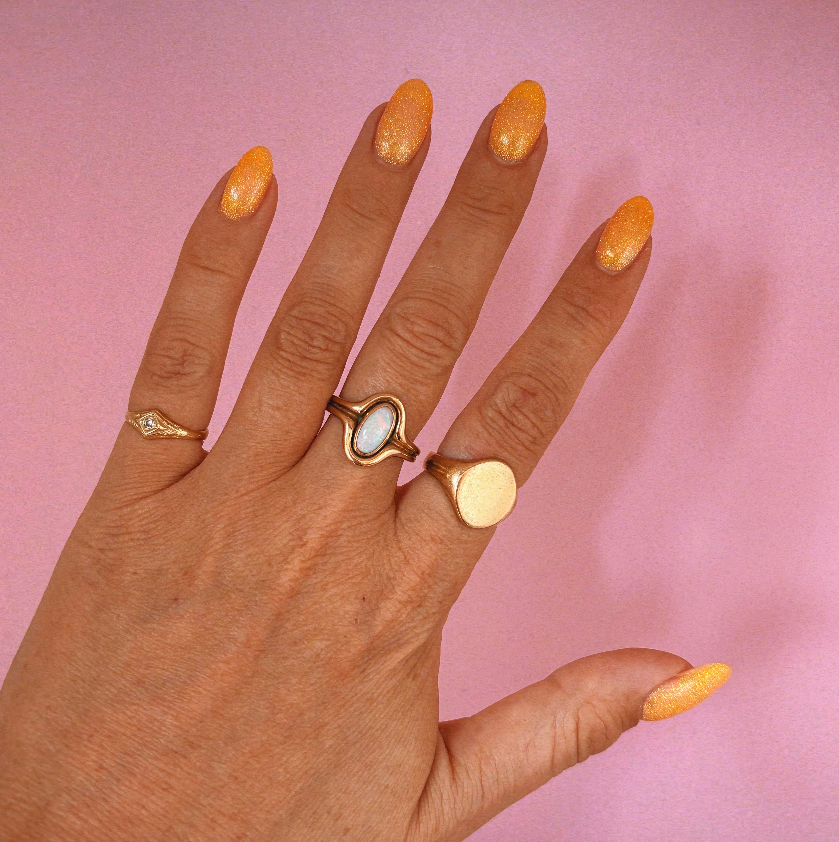 9ct gold bezel set opal chunky ring