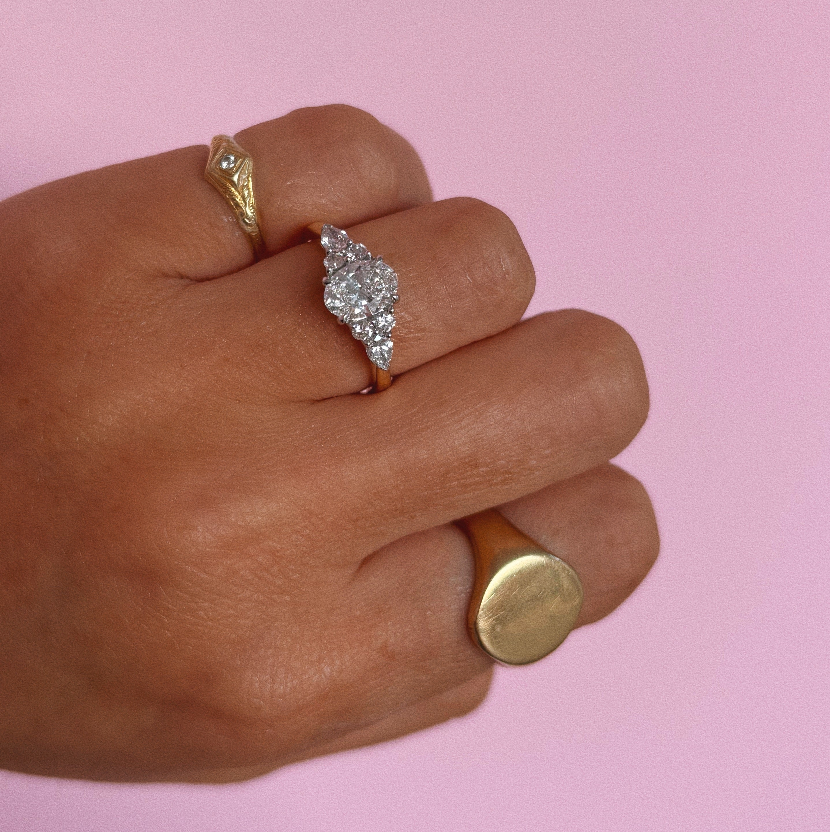 18ct gold diamond cluster ring with a 1ct centre stone (made to order)