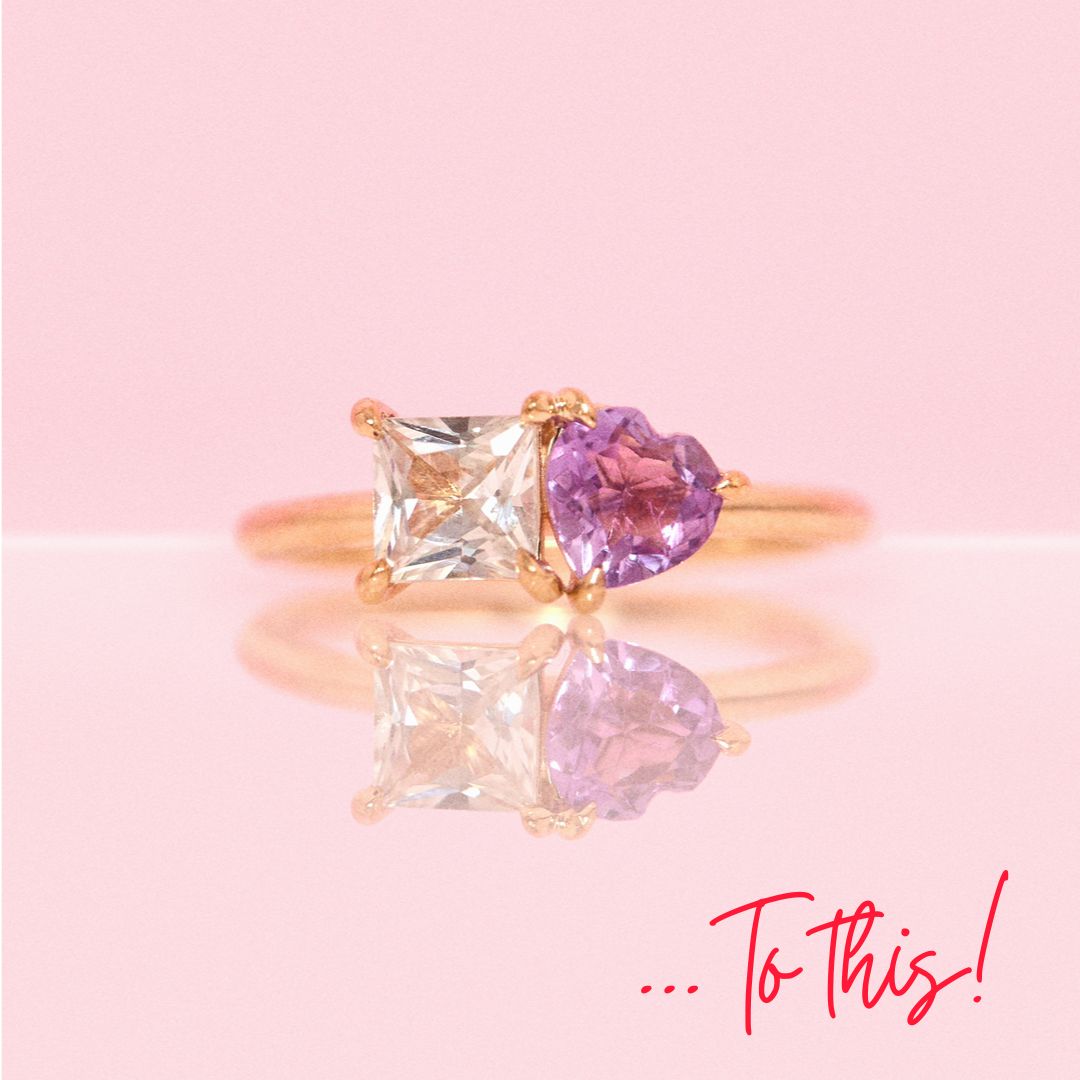 9ct gold ‘toi et moi’ amethyst and white sapphire ring (made to order)