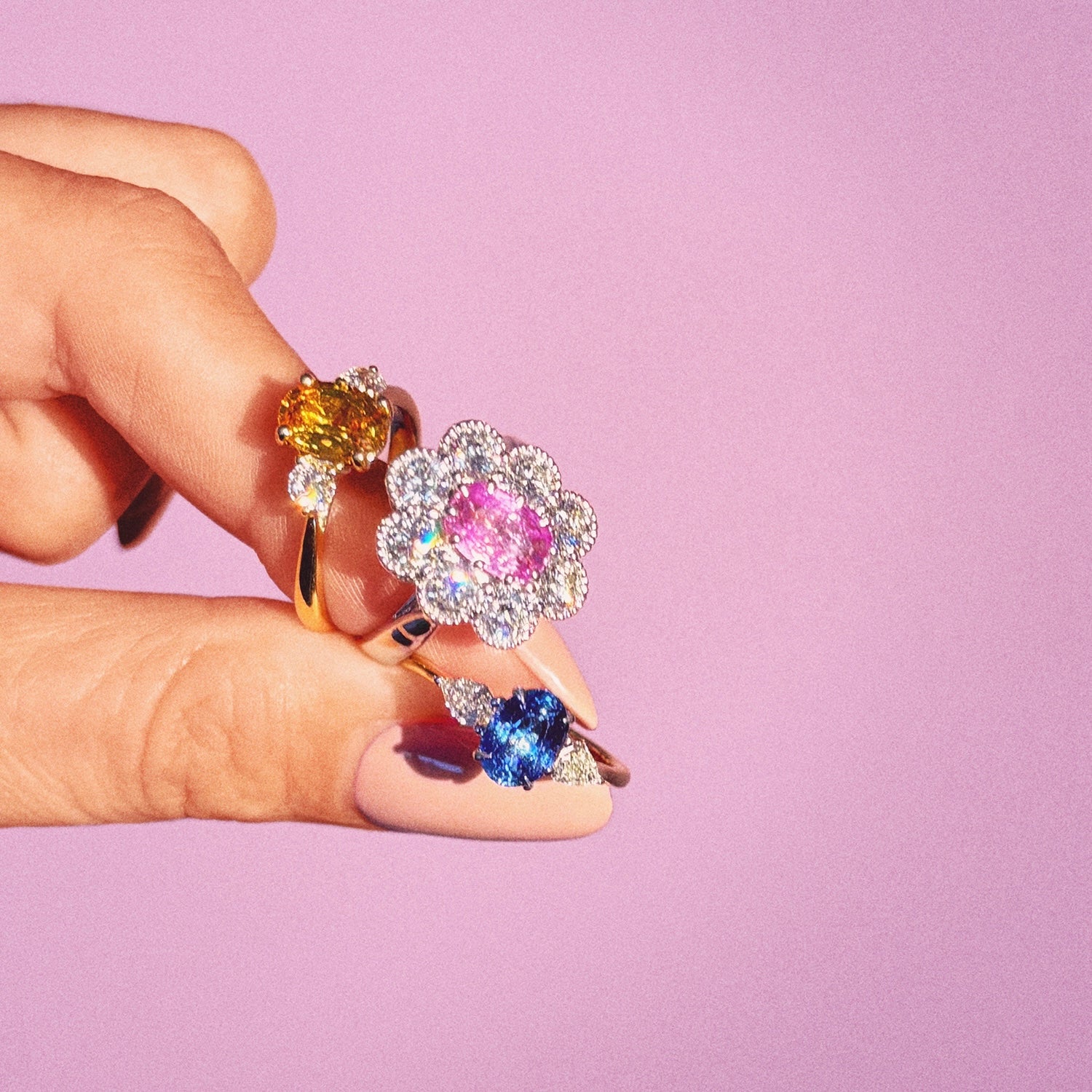 18ct gold yellow sapphire and diamond three stone ring (made to order)