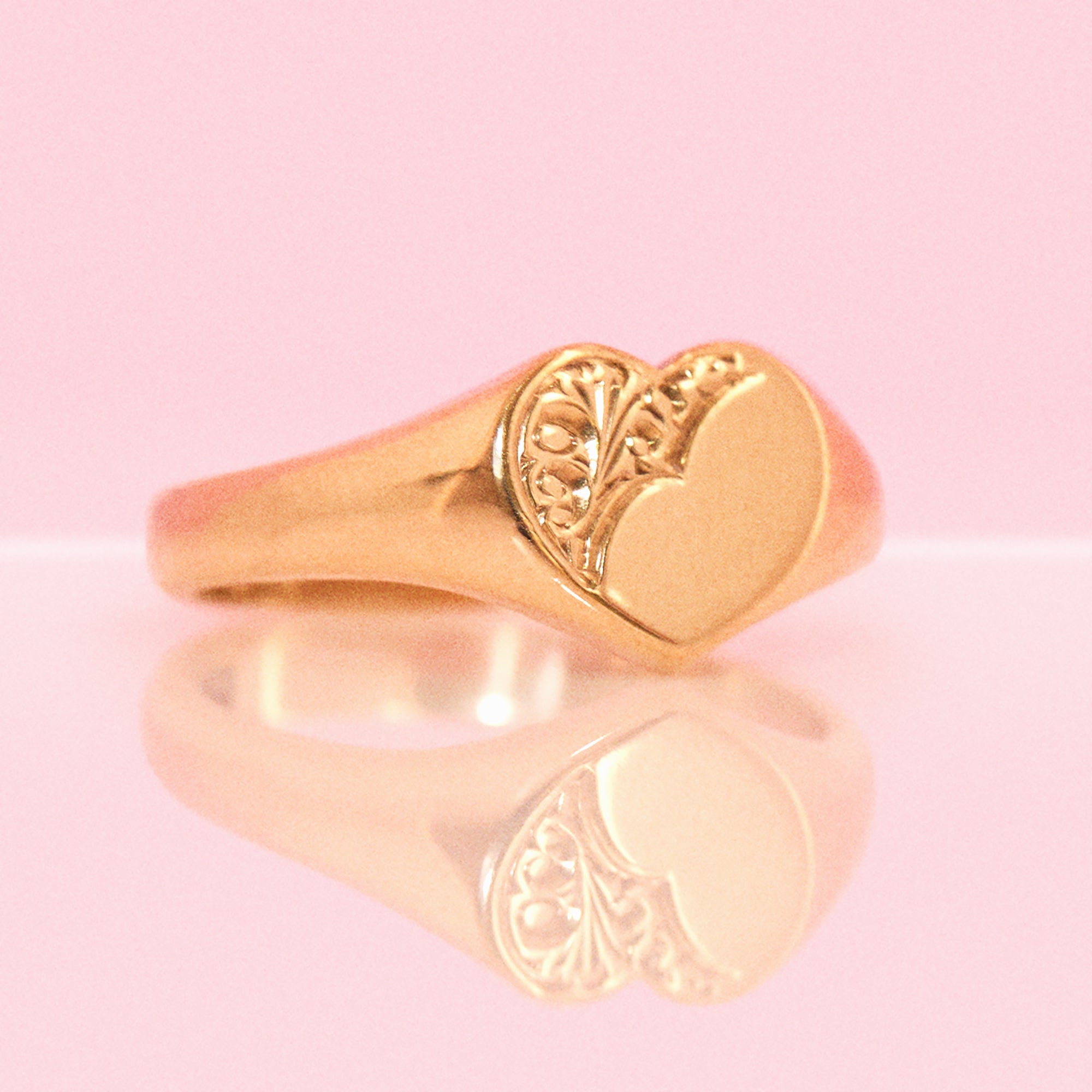 9ct gold heart shaped signet ring from 1994