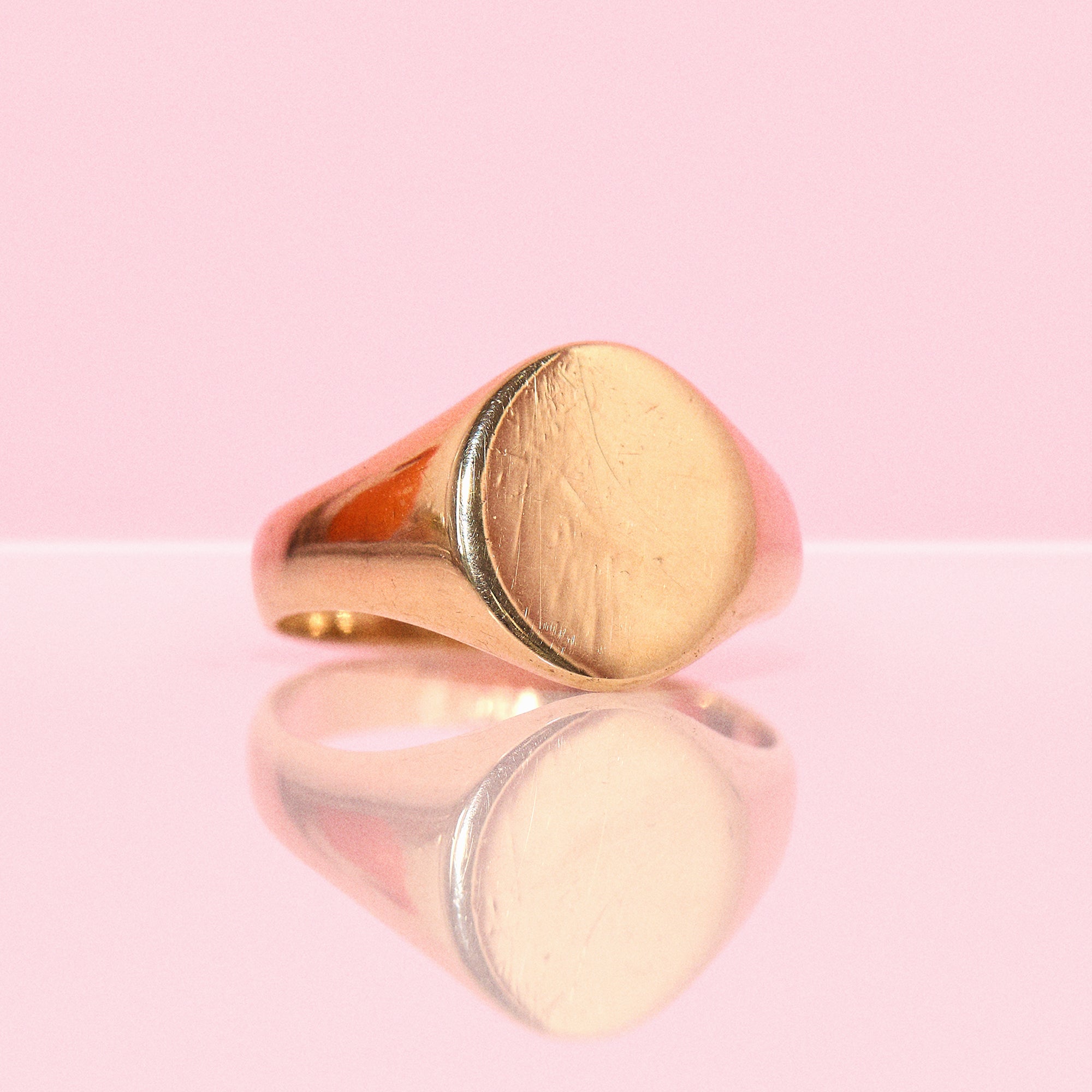 9ct gold oval vintage signet ring with letter engraving (made to order)