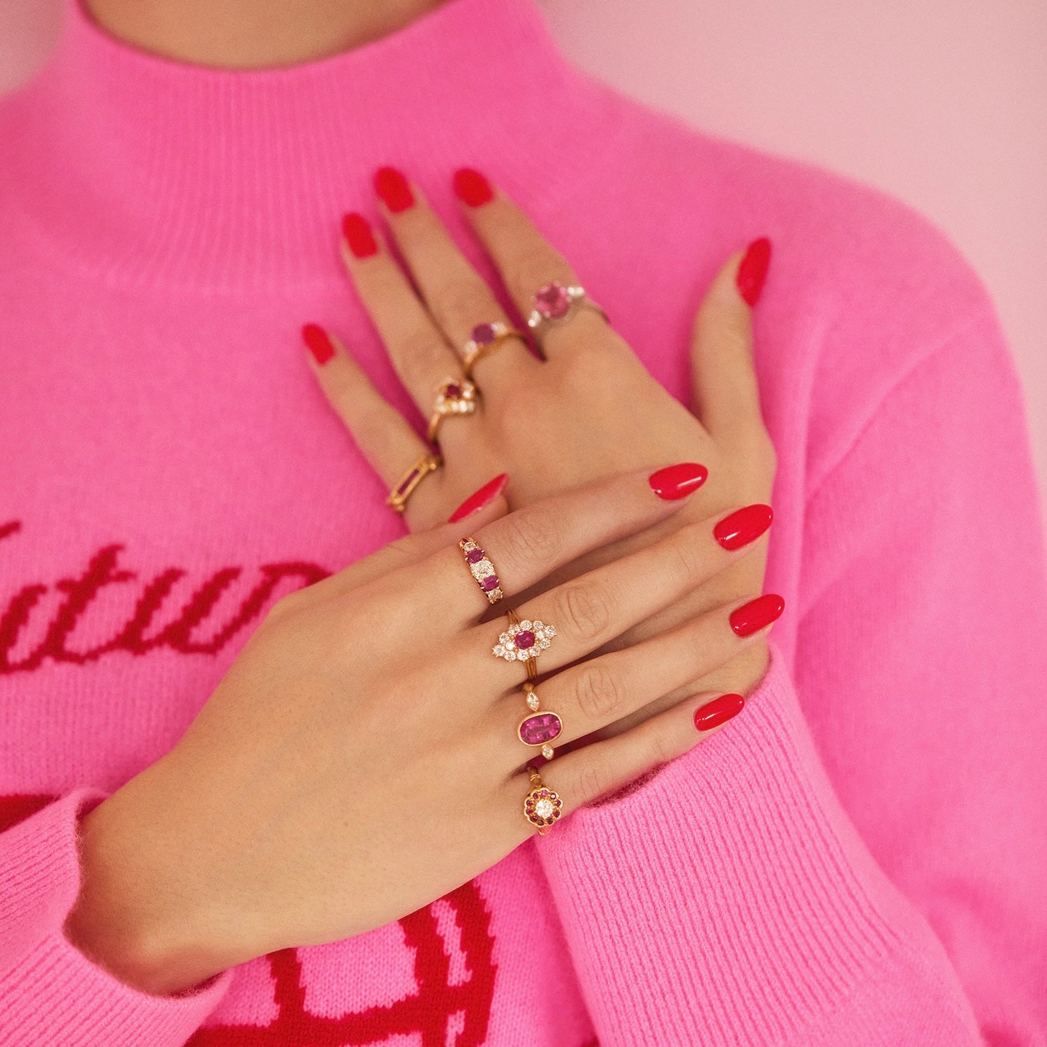 18ct gold ruby and diamond cluster ring from 1994