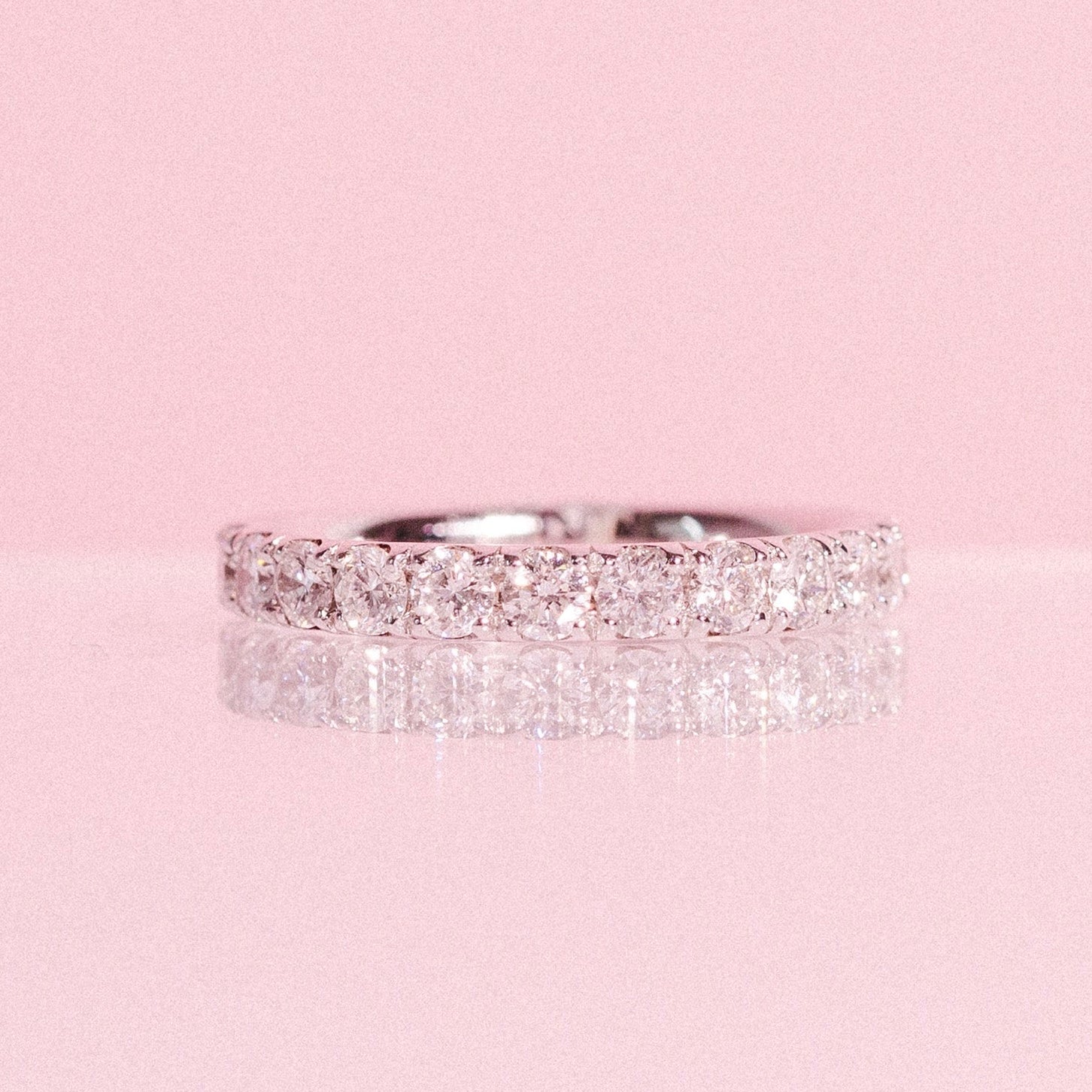 Platinum 0.70ct diamond half-eternity ring (made to order)