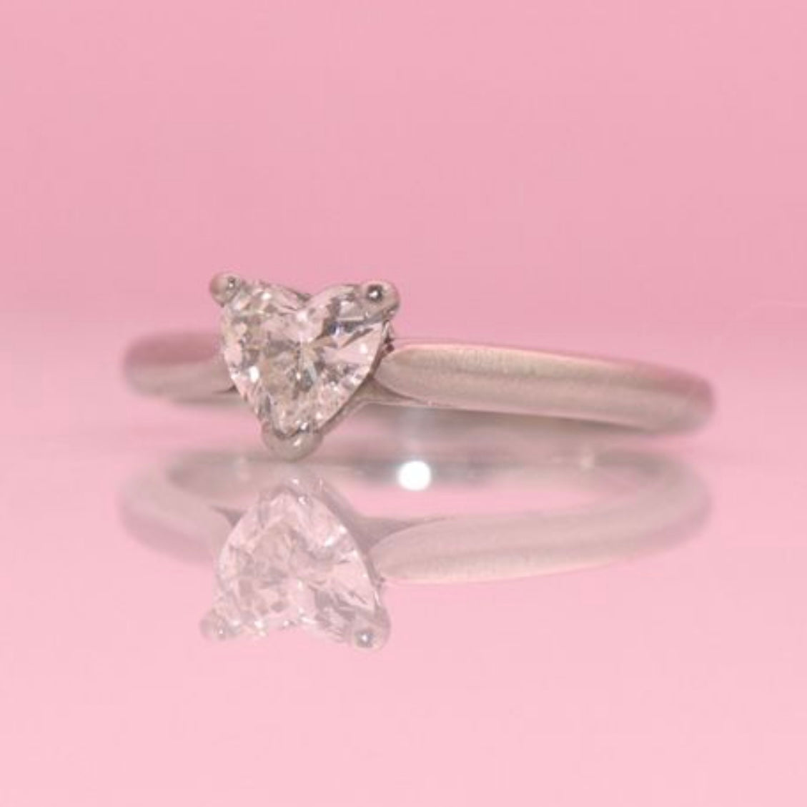 Platinum 0.75ct heart diamond ring