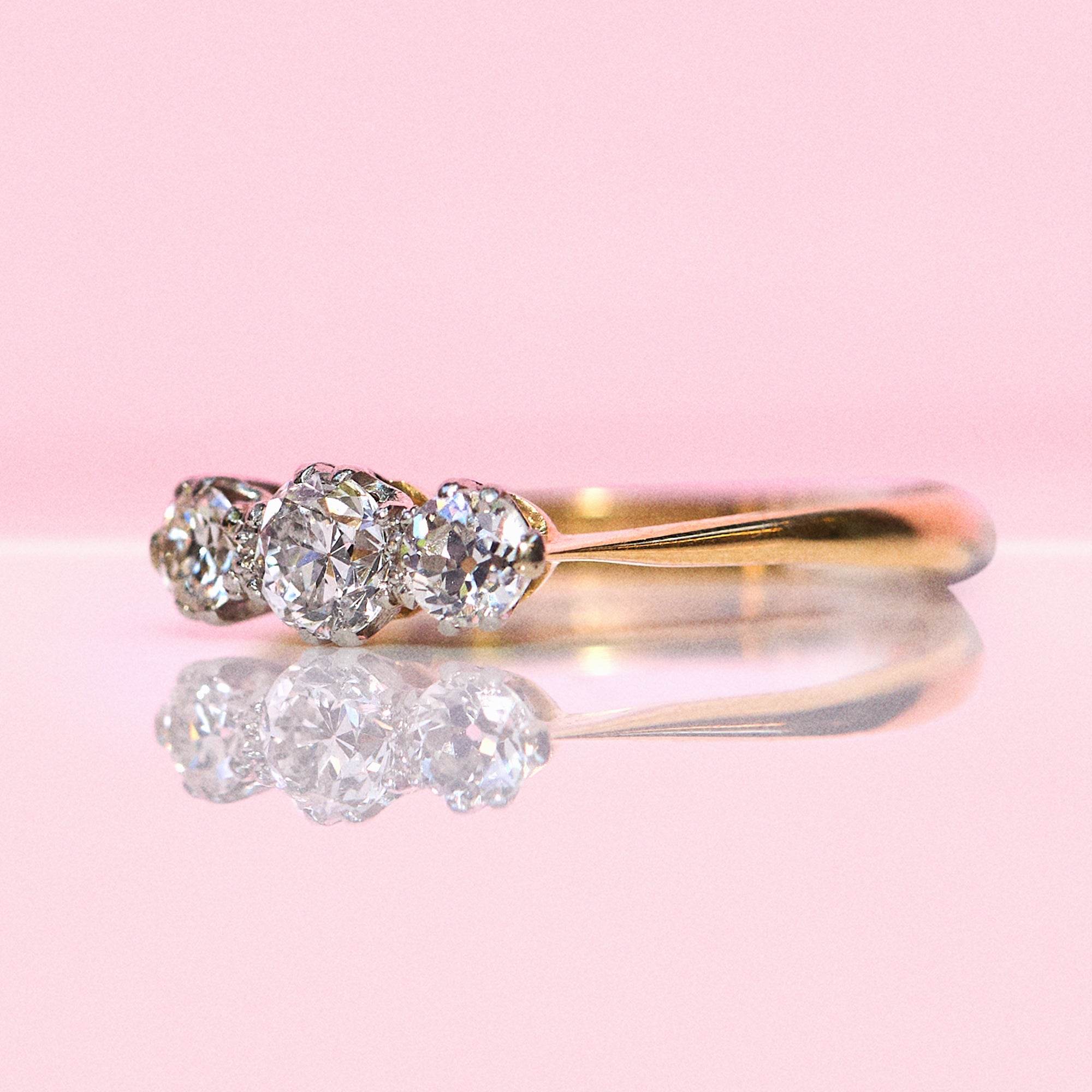 18ct gold 0.70ct diamond trilogy ring