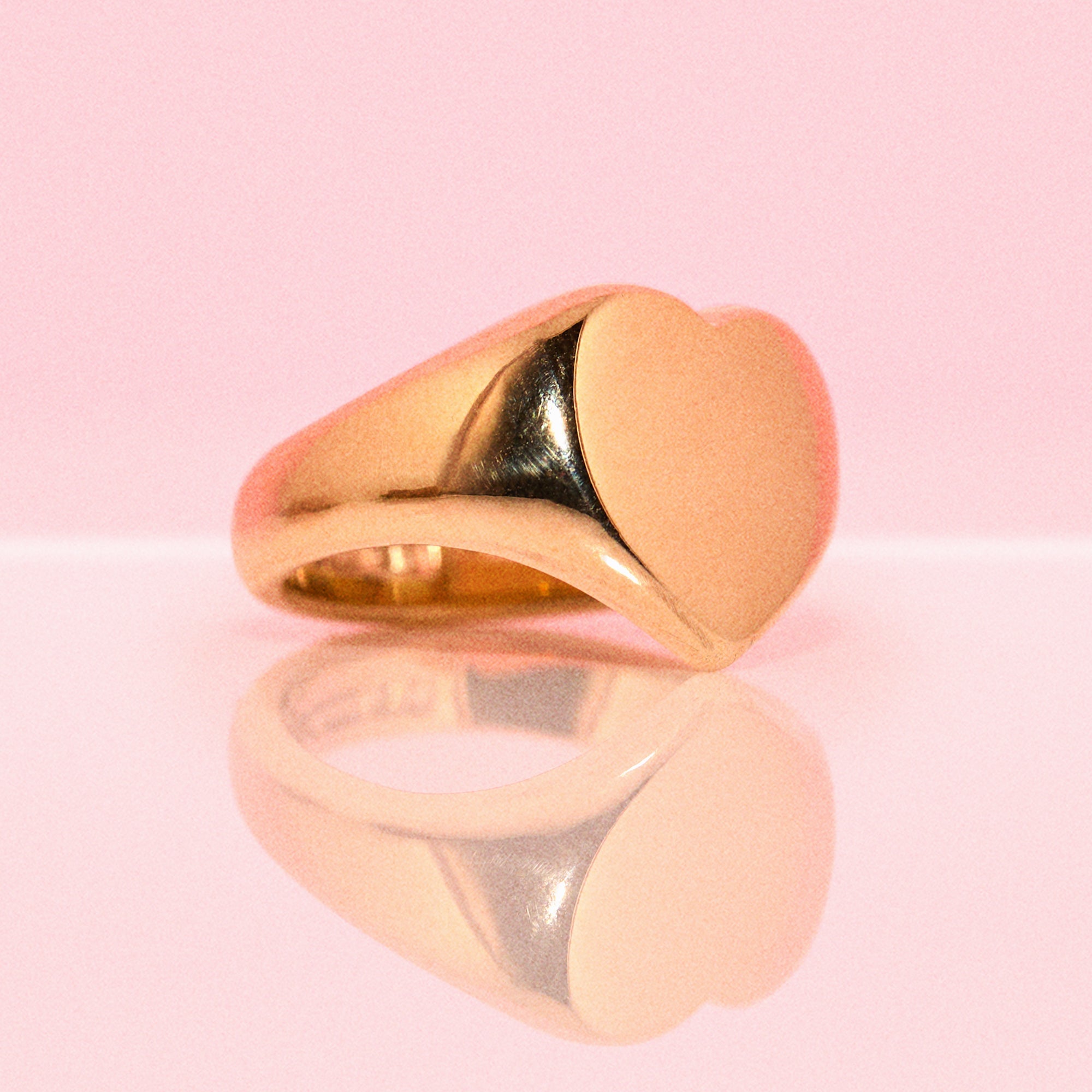 9ct gold heart shaped heavy signet ring from 1960 (made to order)