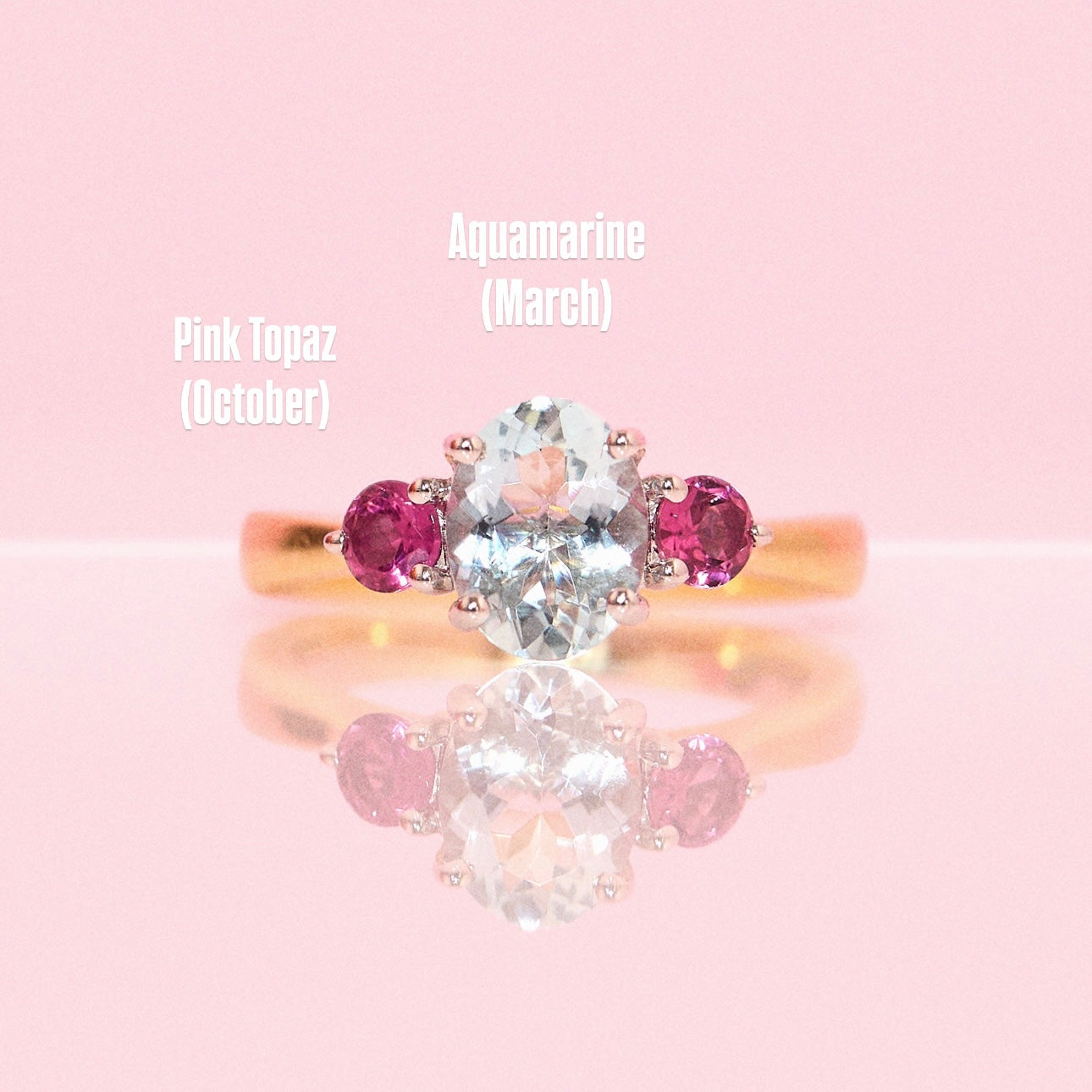 18ct gold aquamarine ring with various birthstone options (made to order)