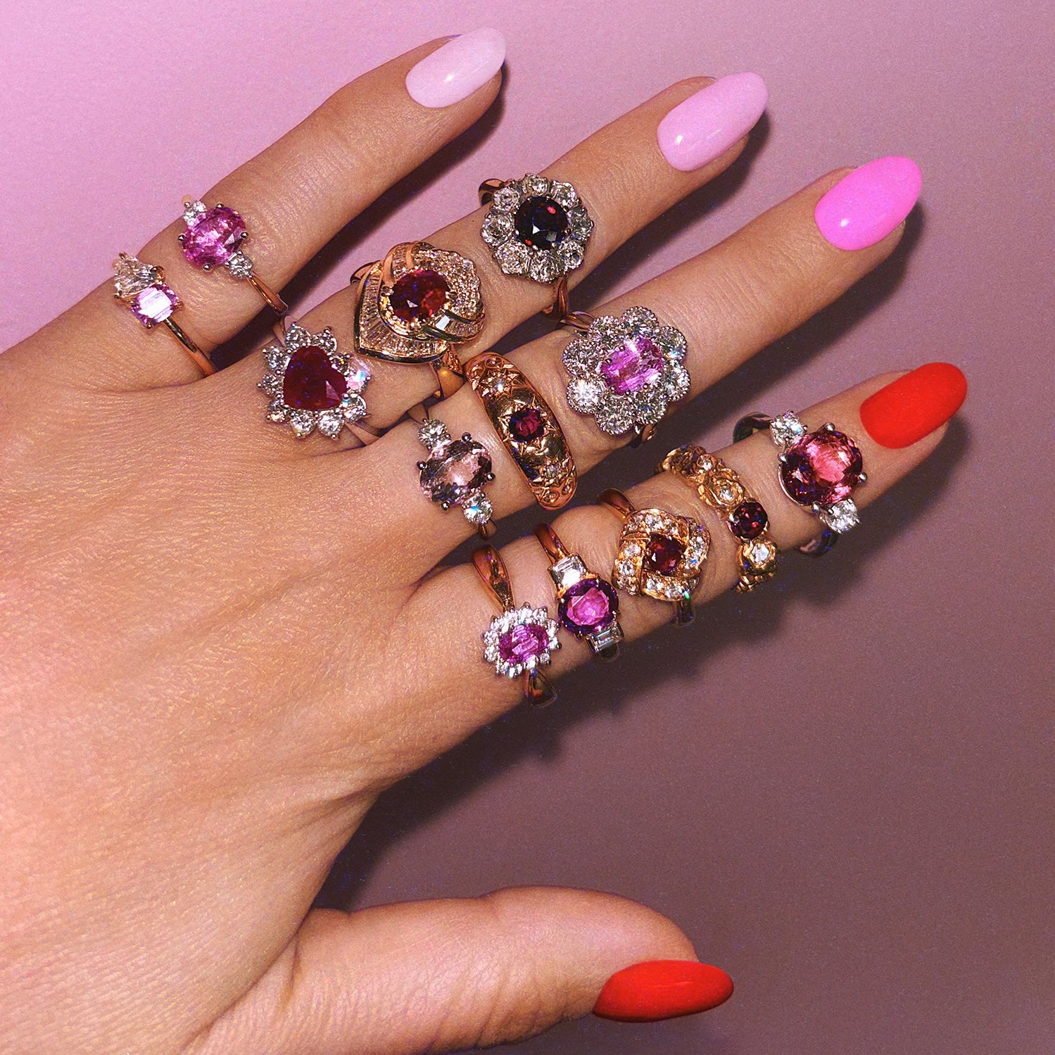 9ct gold pink sapphire and diamond three stone ring (made to order)