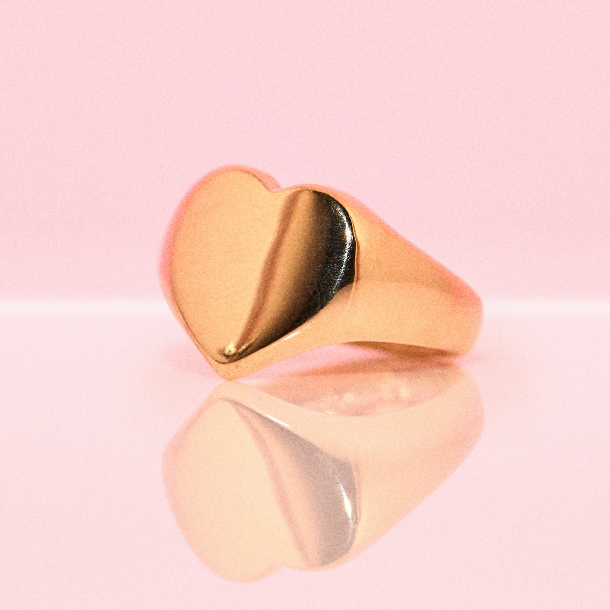 9ct gold heart shaped heavy signet ring from 1960 (made to order)