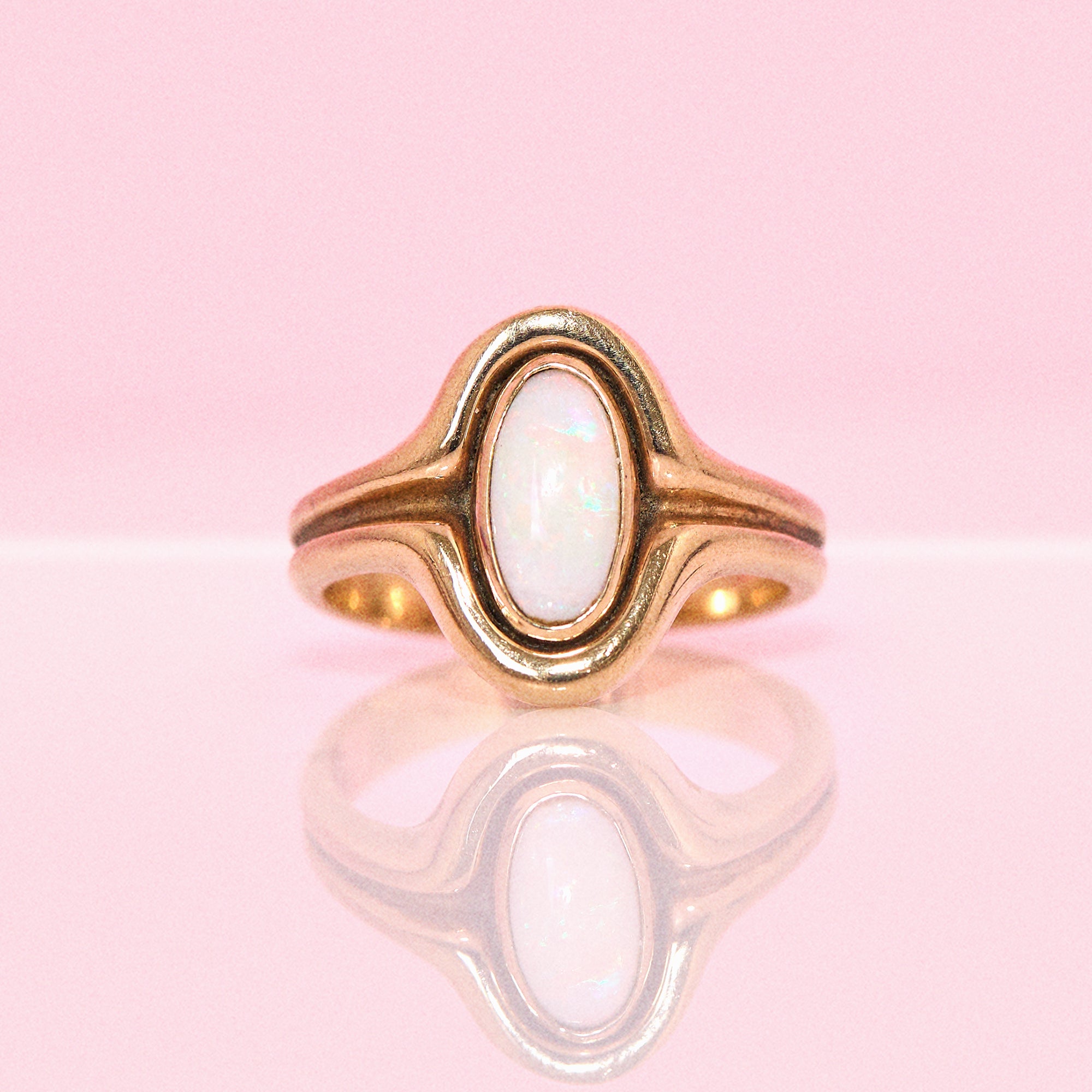 9ct gold bezel set opal ring