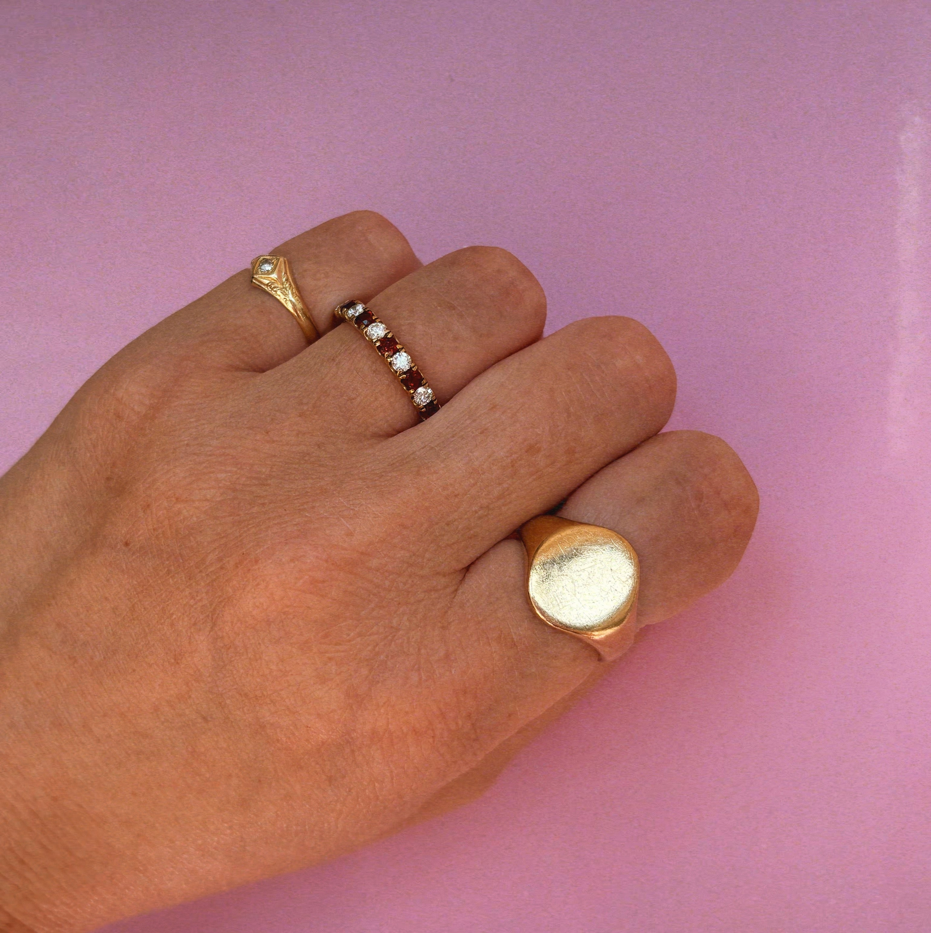 9ct gold 0.32ct garnet and 0.18ct diamond half-eternity ring (made to order)