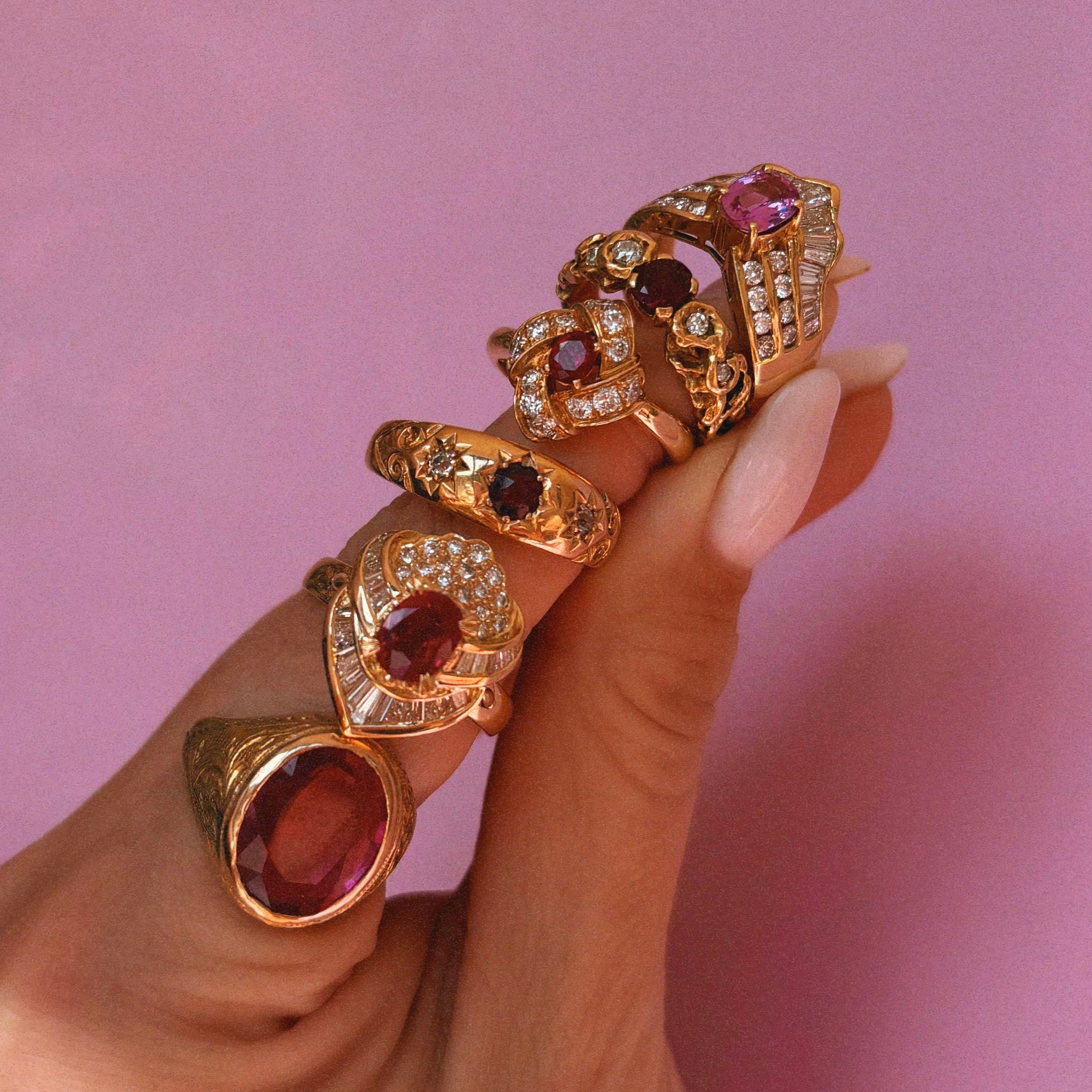 18ct gold ruby and diamond cluster ring