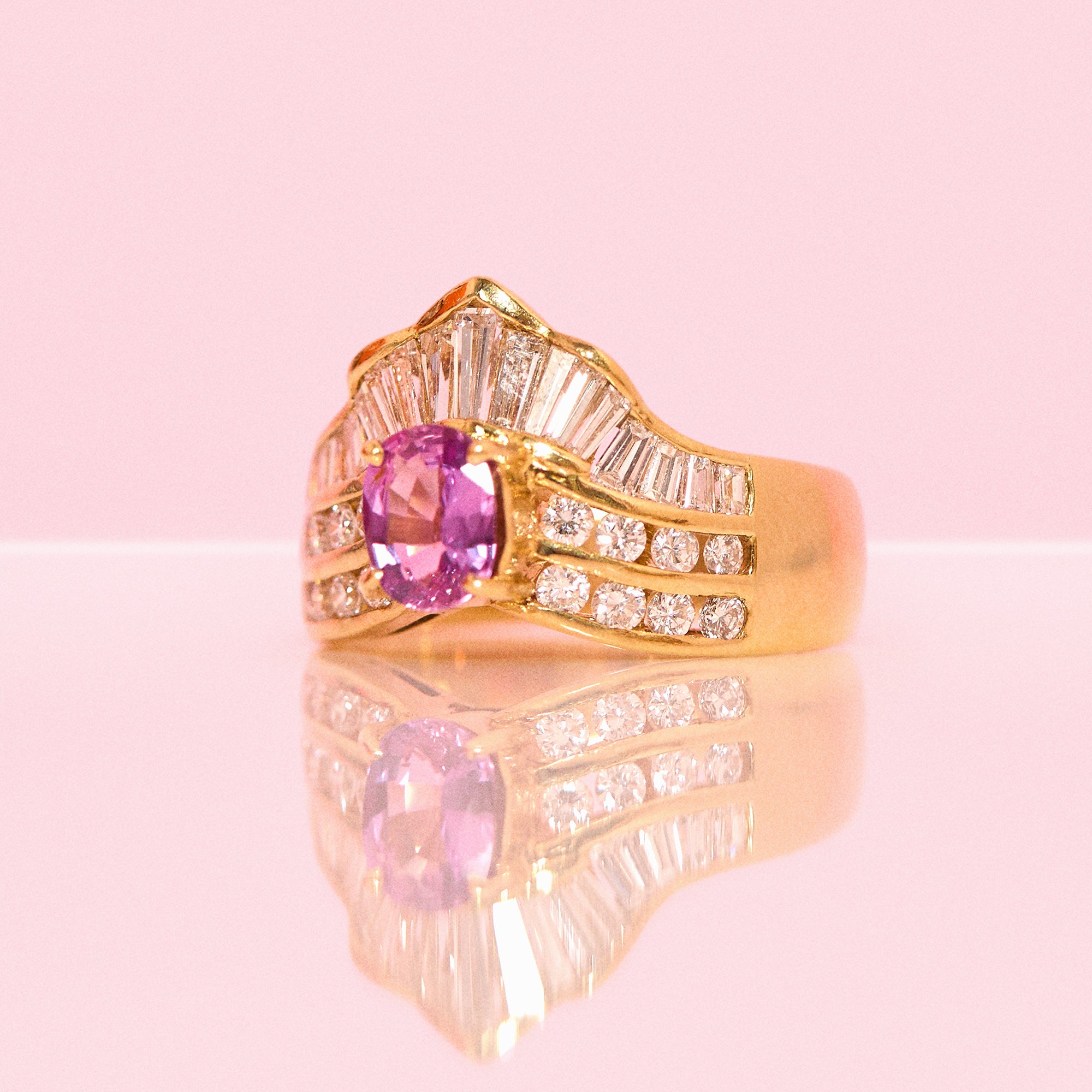 18ct gold 0.97ct ruby and diamond crown ring