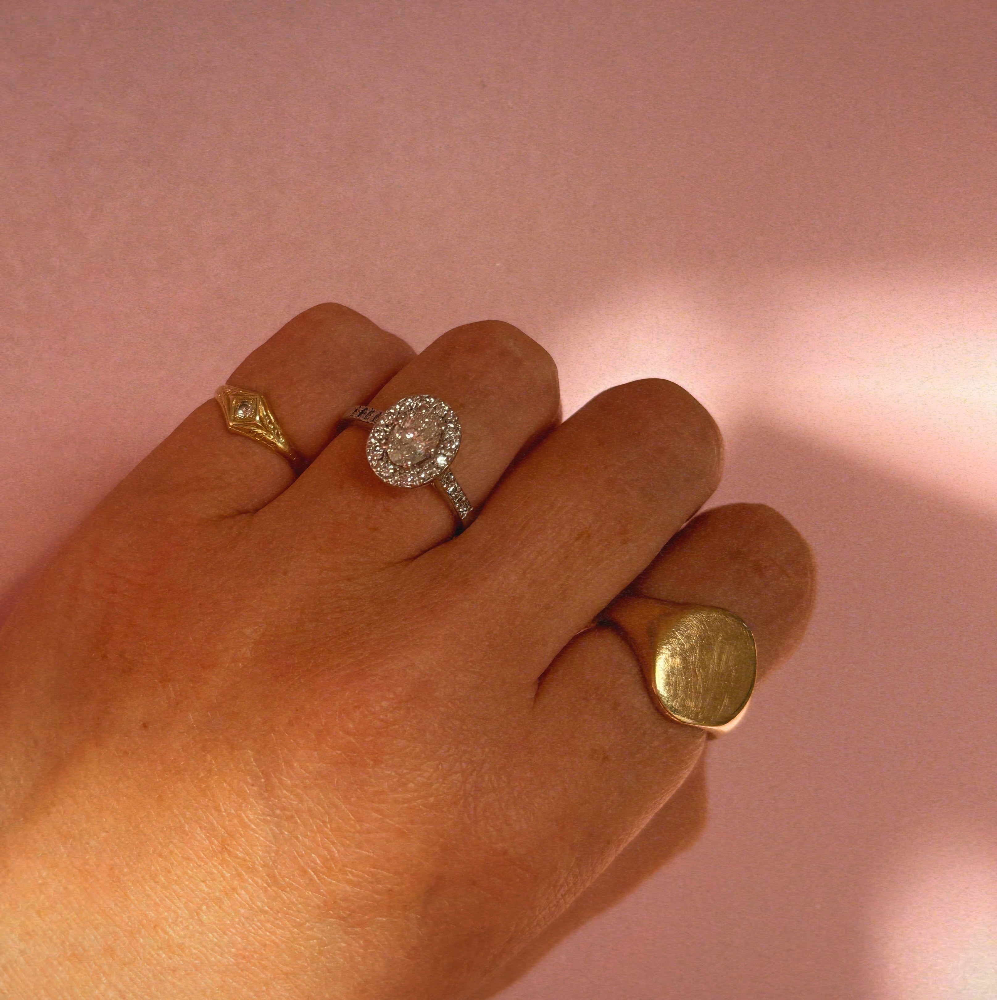 18ct white gold 0.75ct oval diamond cluster half-eternity ring