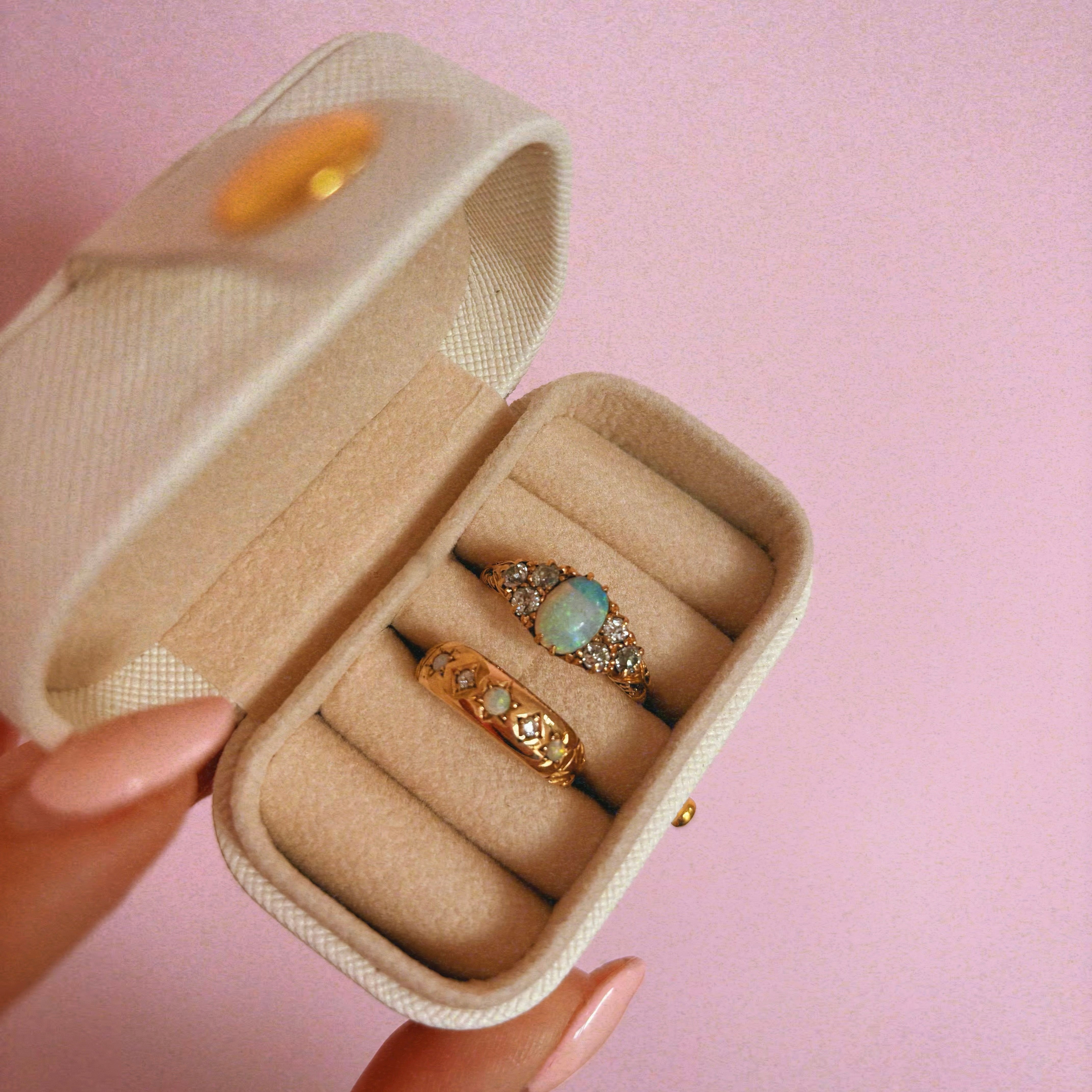 18ct gold opal and diamond Edwardian eye ring