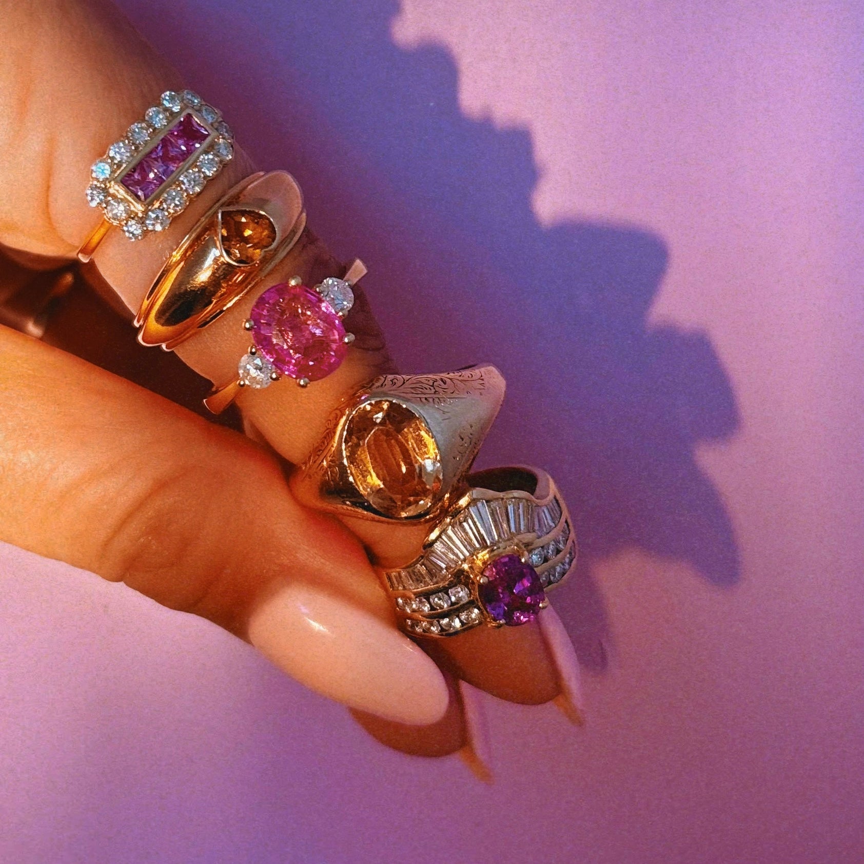 18ct gold 1.93ct pink sapphire and diamond three stone ring (made to order)