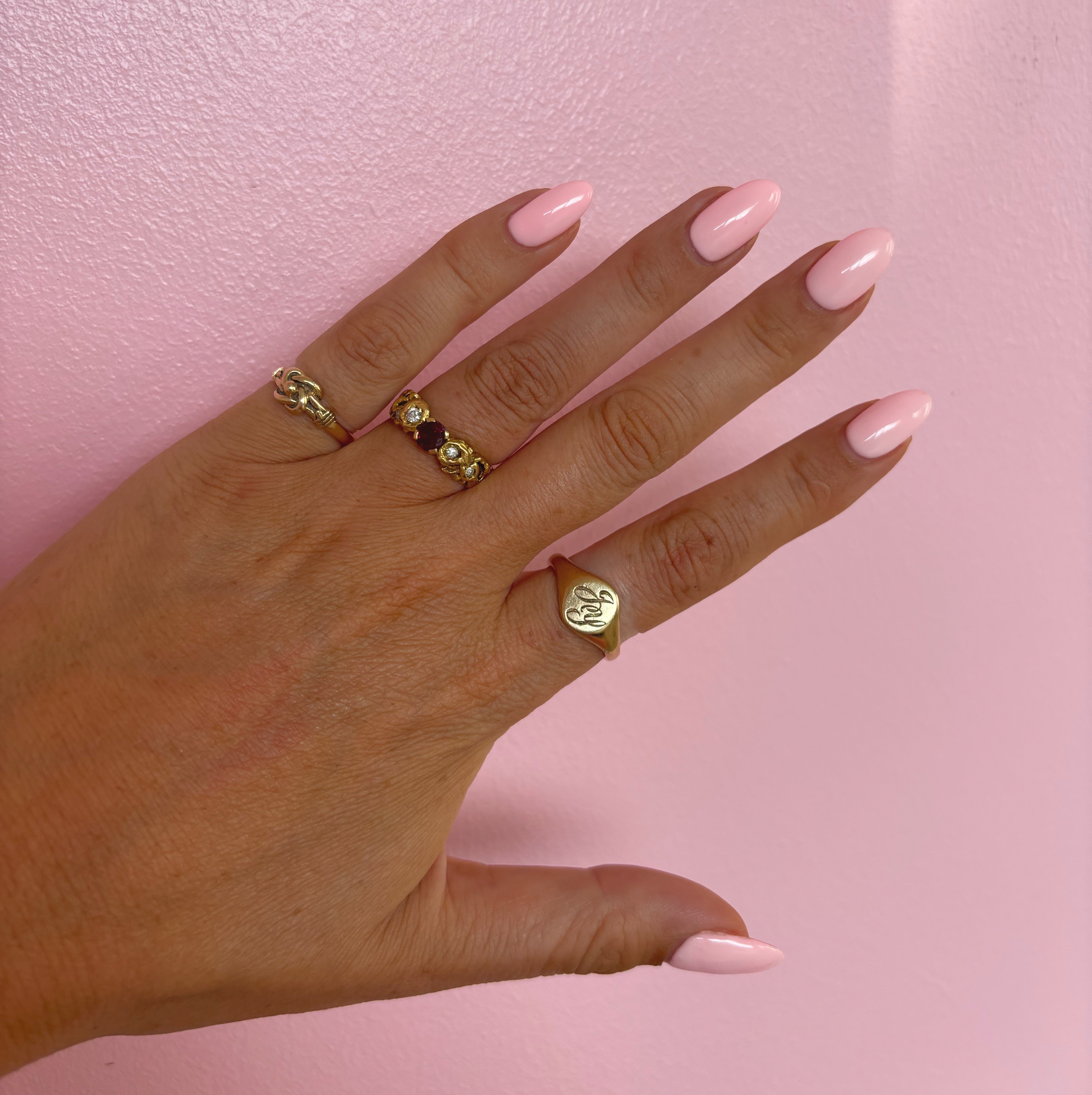 18ct gold ruby and diamond gypsy ring
