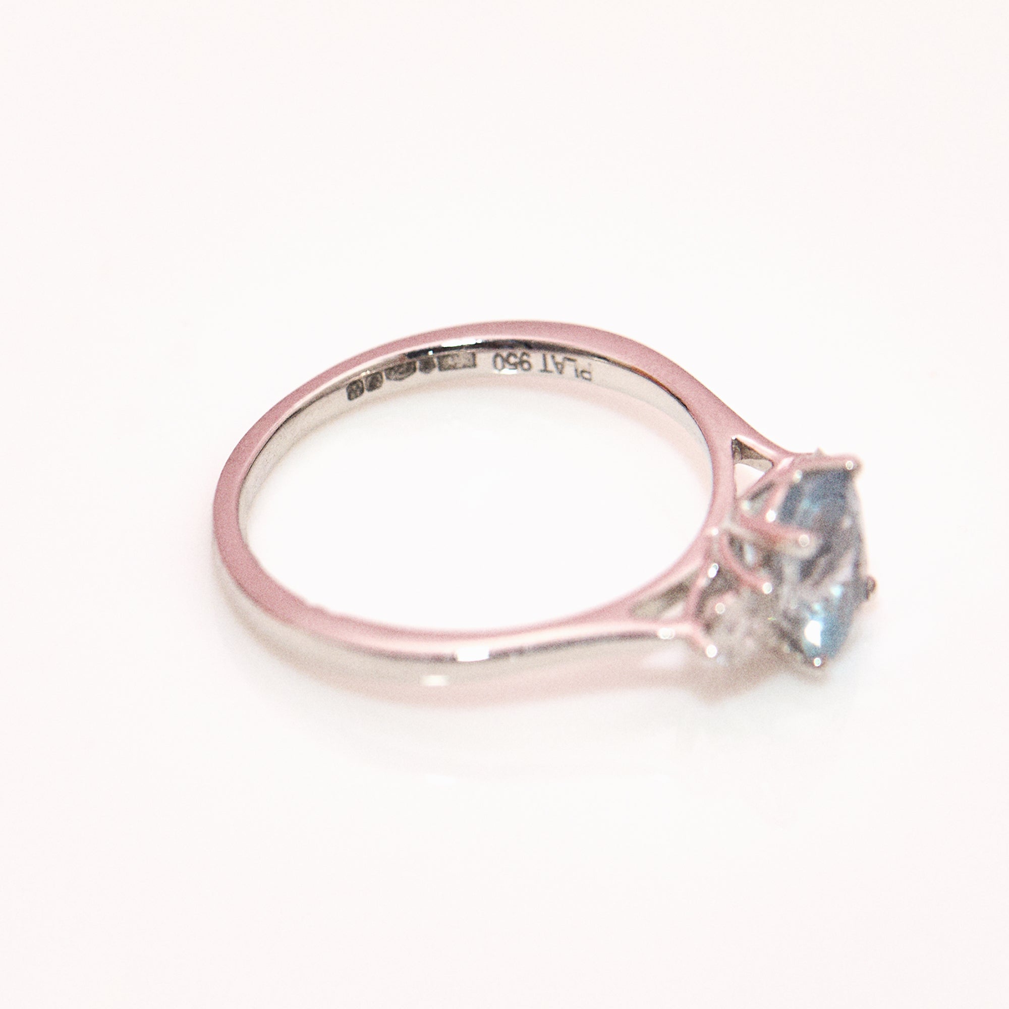 Platinum 1.08ct aquamarine and diamond three stone ring (made to order)