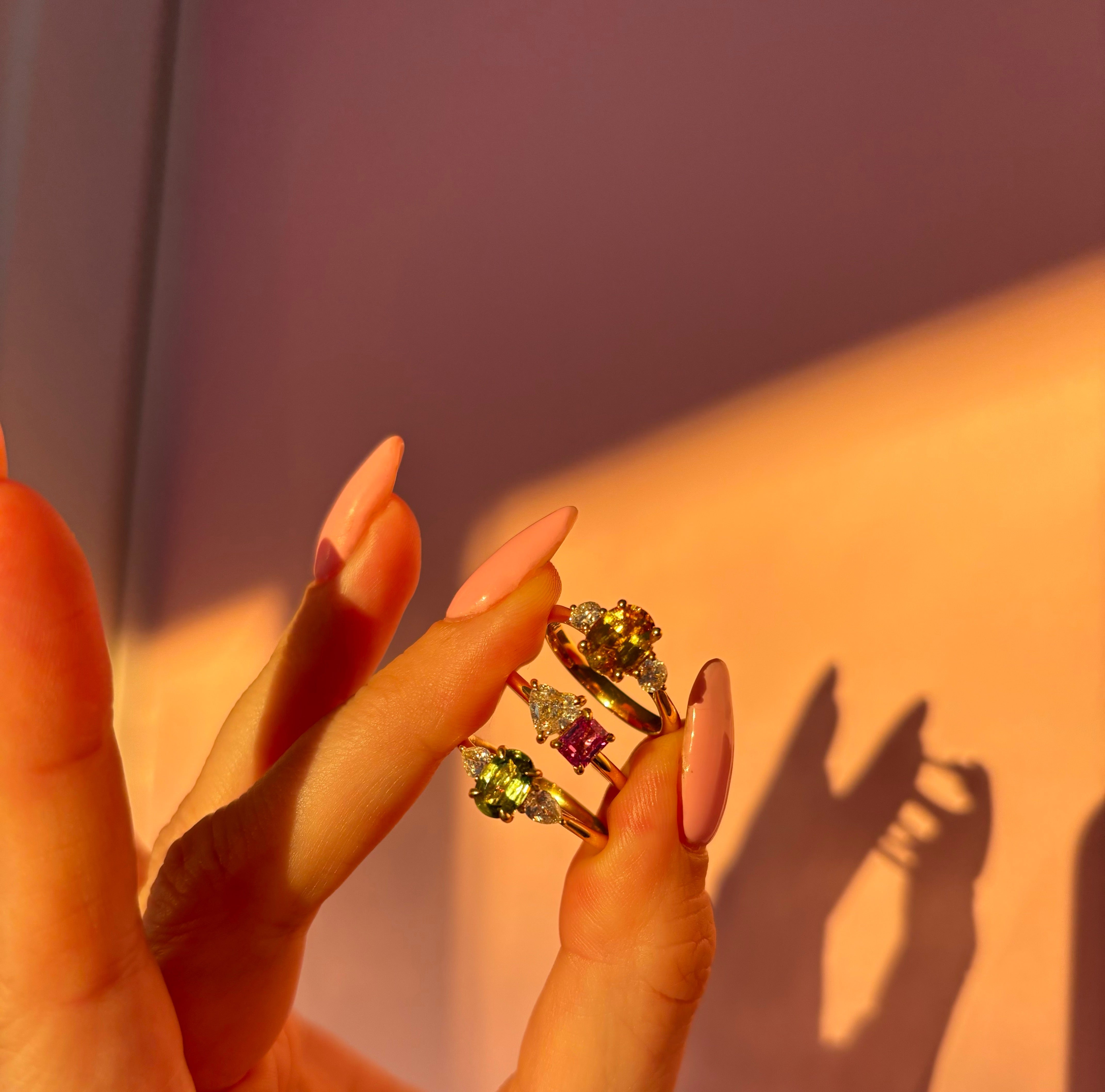 18ct gold ‘toi et moi’ 0.46ct heart-shaped diamond and 0.60ct pink sapphire ring (made to order)