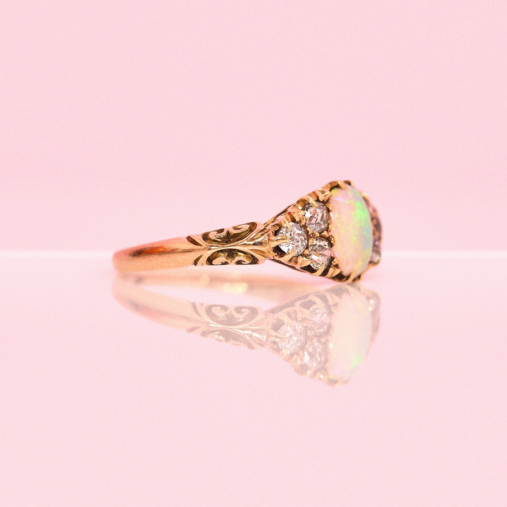 18ct gold opal and diamond Edwardian eye ring