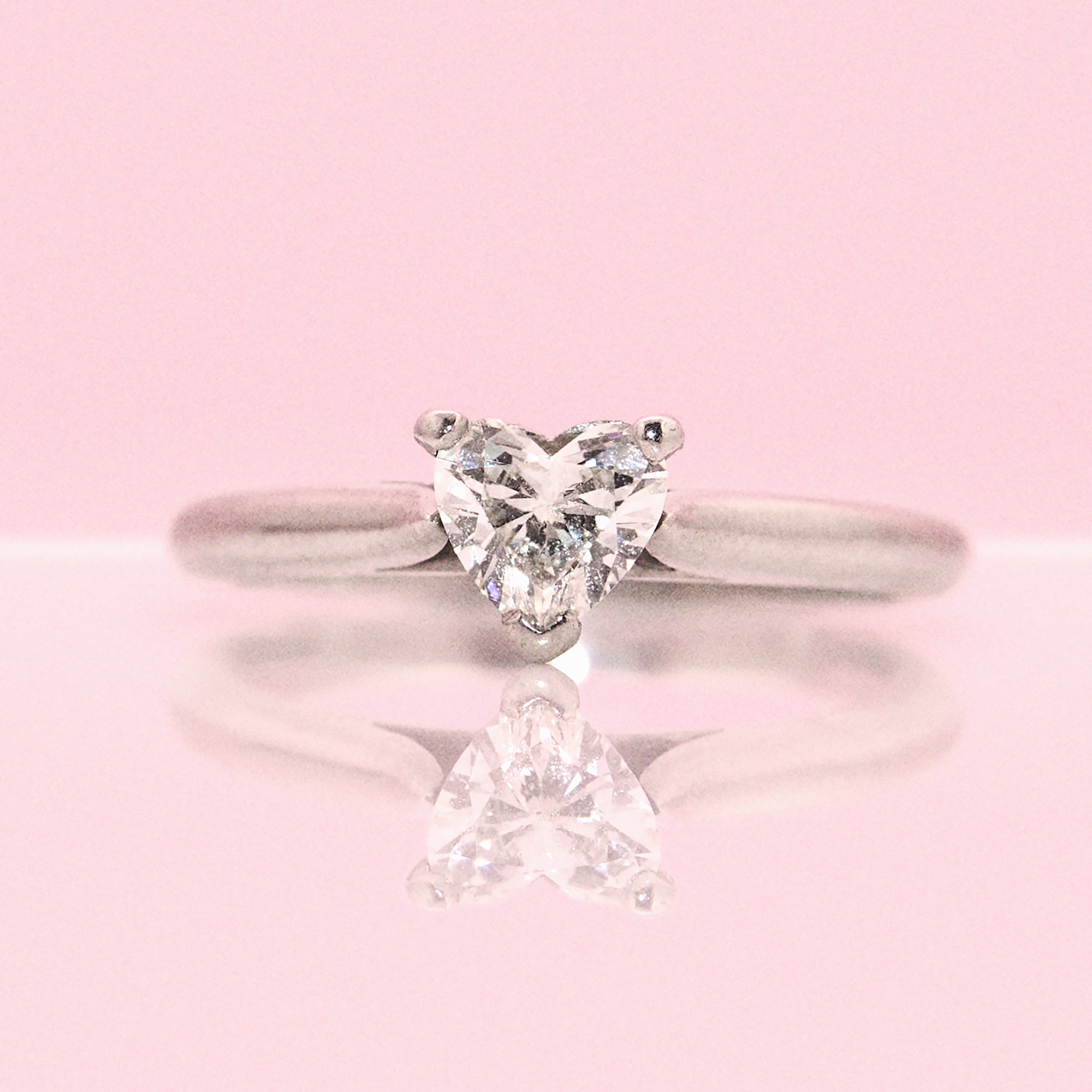 Platinum 0.75ct heart diamond ring