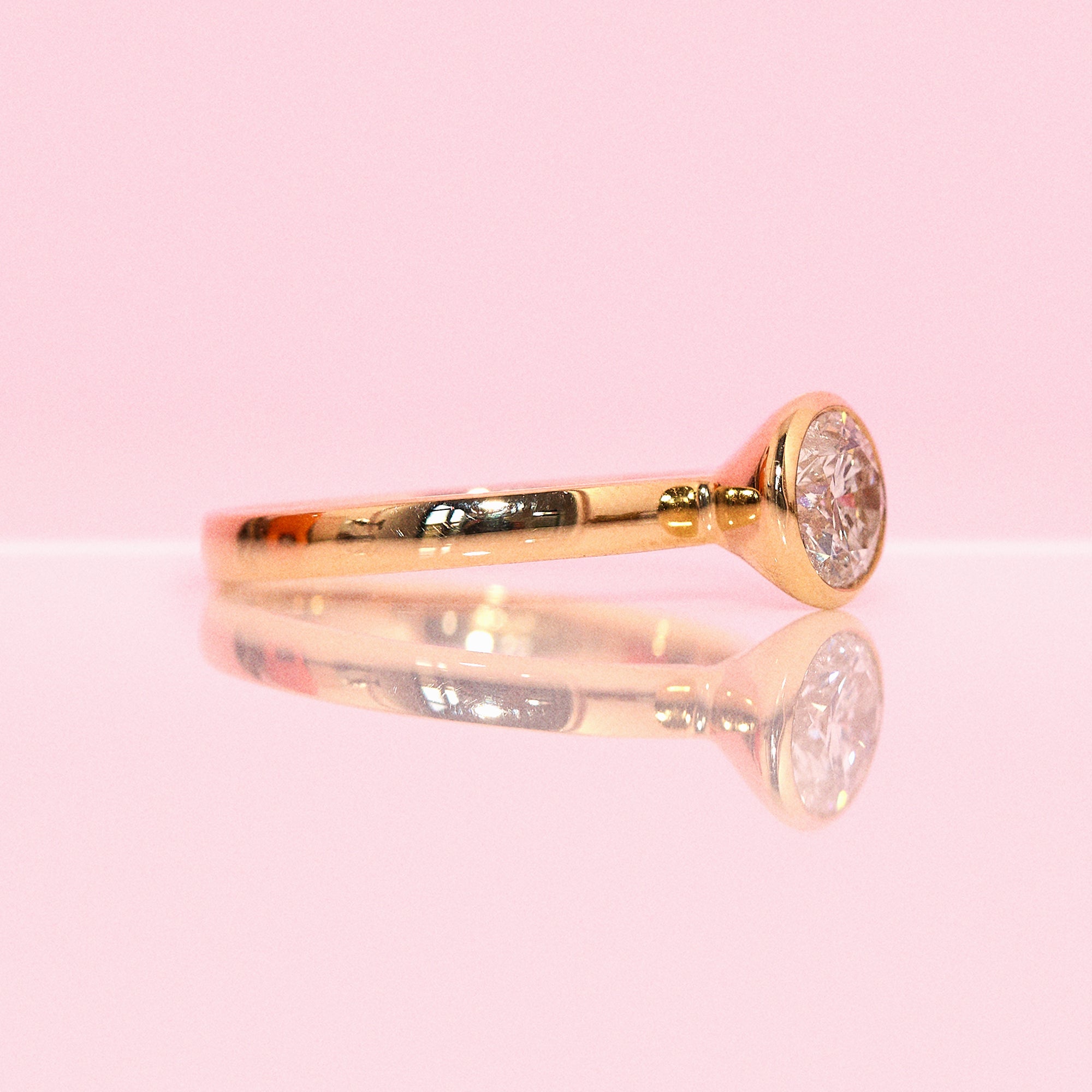 18ct gold bezel set round 1ct diamond ring (made to order)