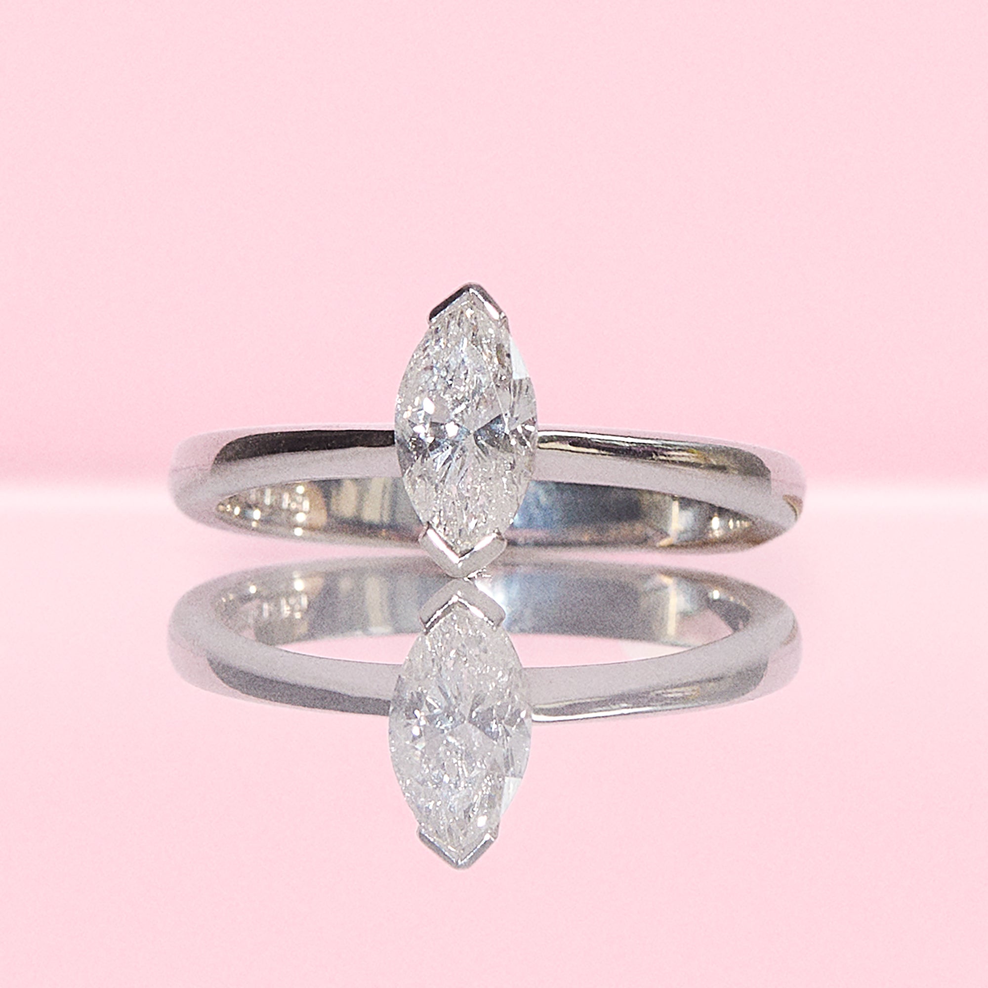 18ct white gold marquise diamond solitaire ring