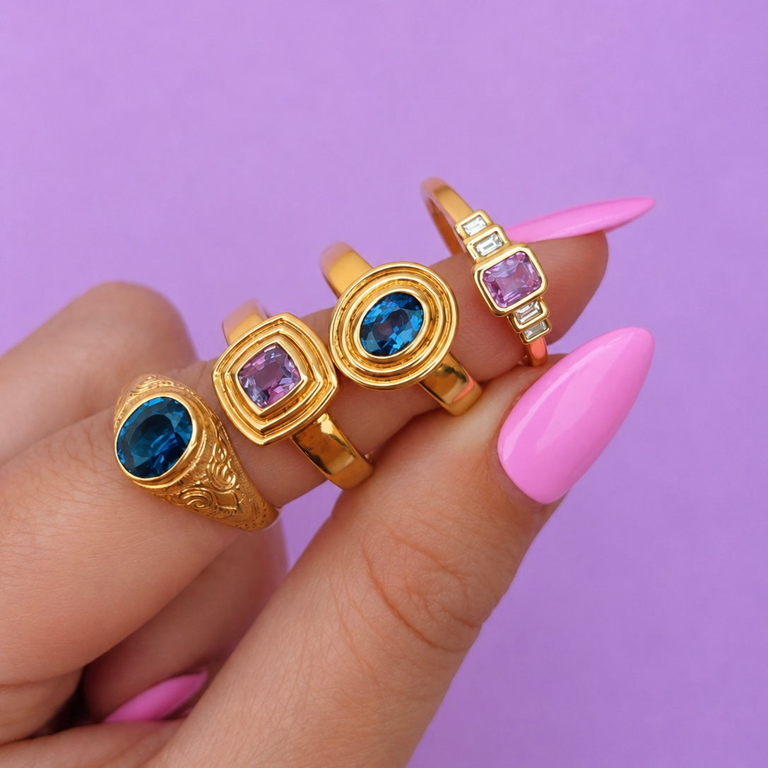 14ct gold sapphire bezel set ring