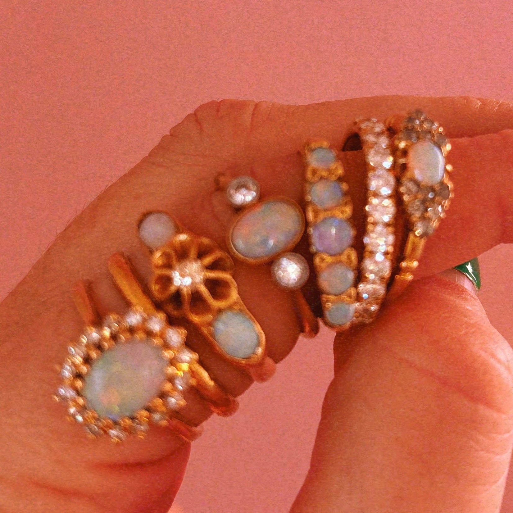 18ct gold opal and diamond buttercup ring