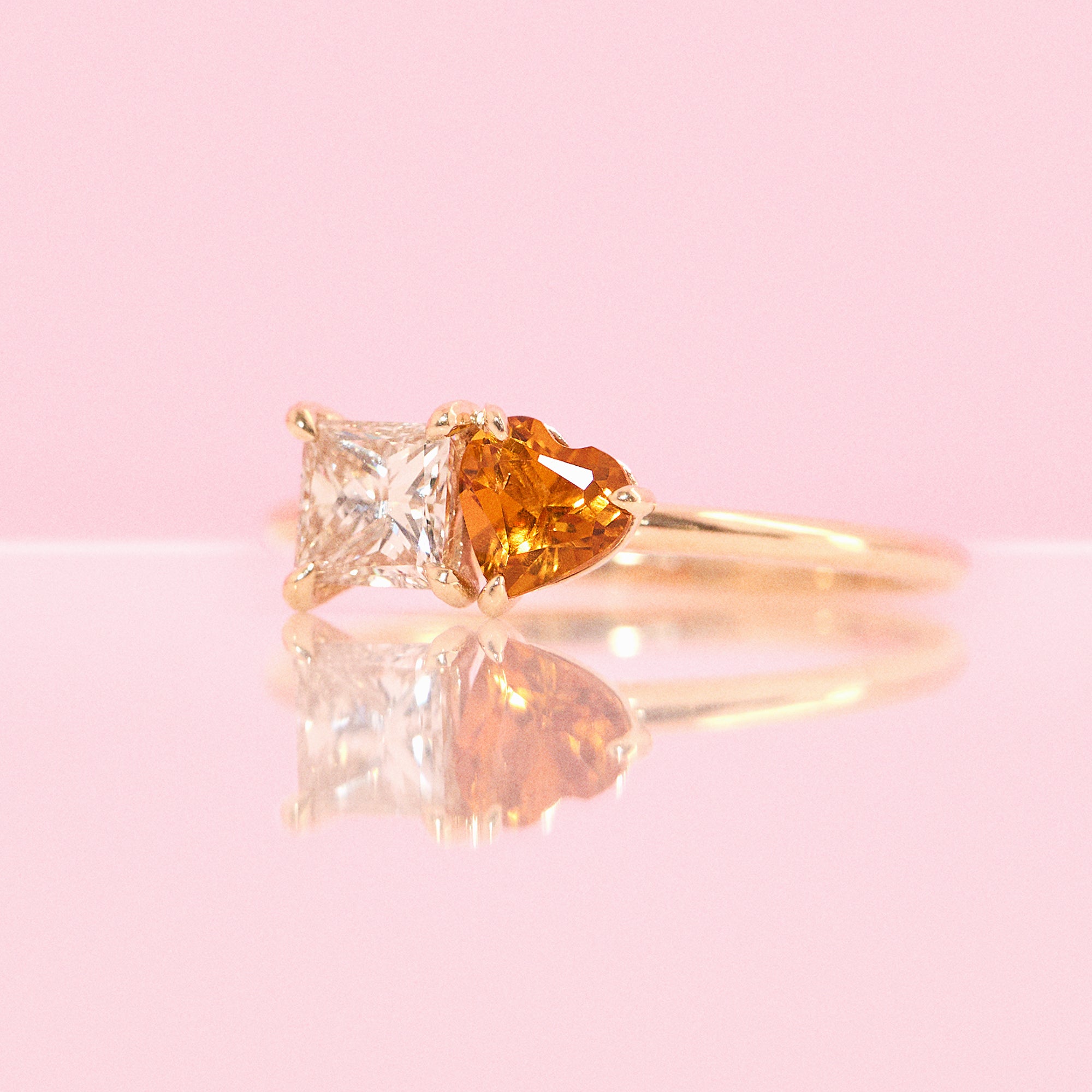 18ct gold ‘toi et moi’ citrine and diamond ring (made to order)