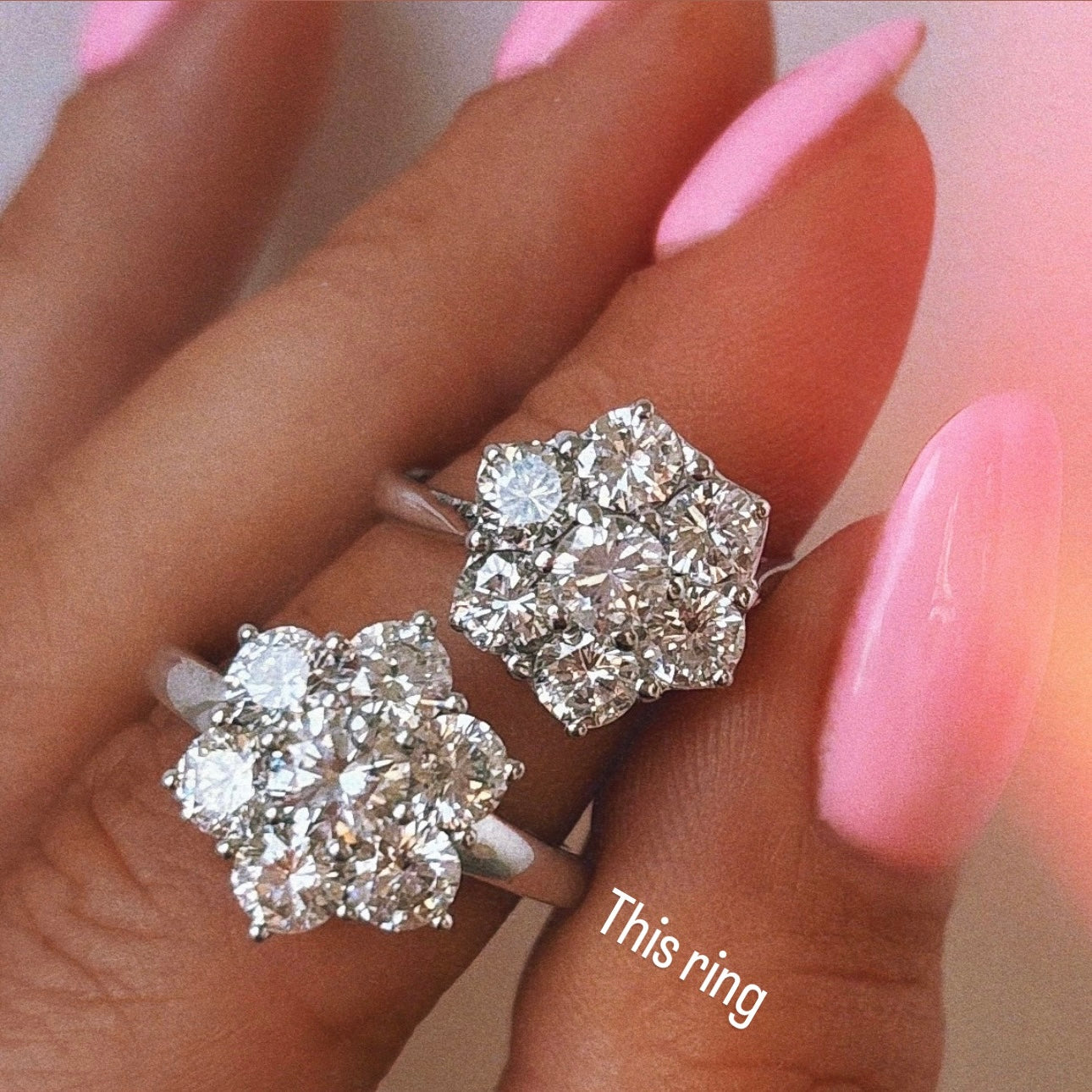 18ct white gold 2.14ct diamond flower ring