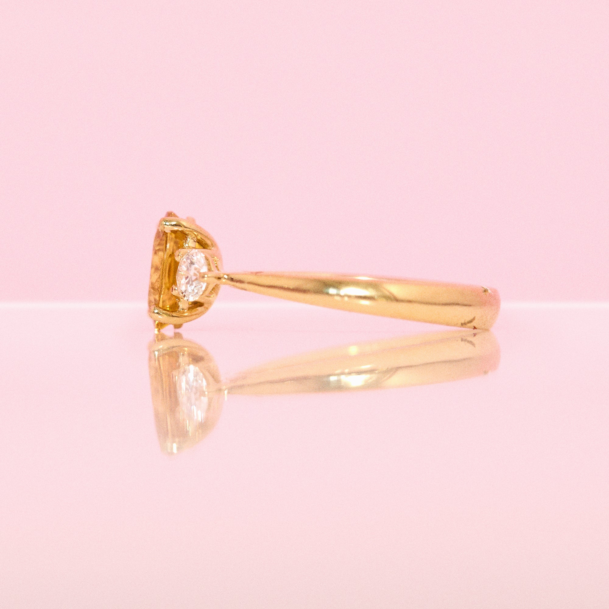 18ct gold yellow sapphire and diamond three stone ring (made to order)