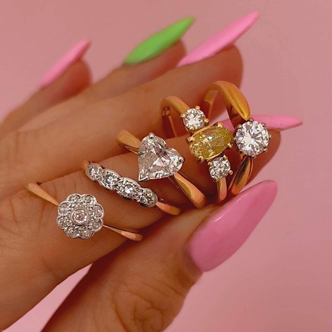 18ct gold 0.91ct yellow diamond three stone ring (made to order)