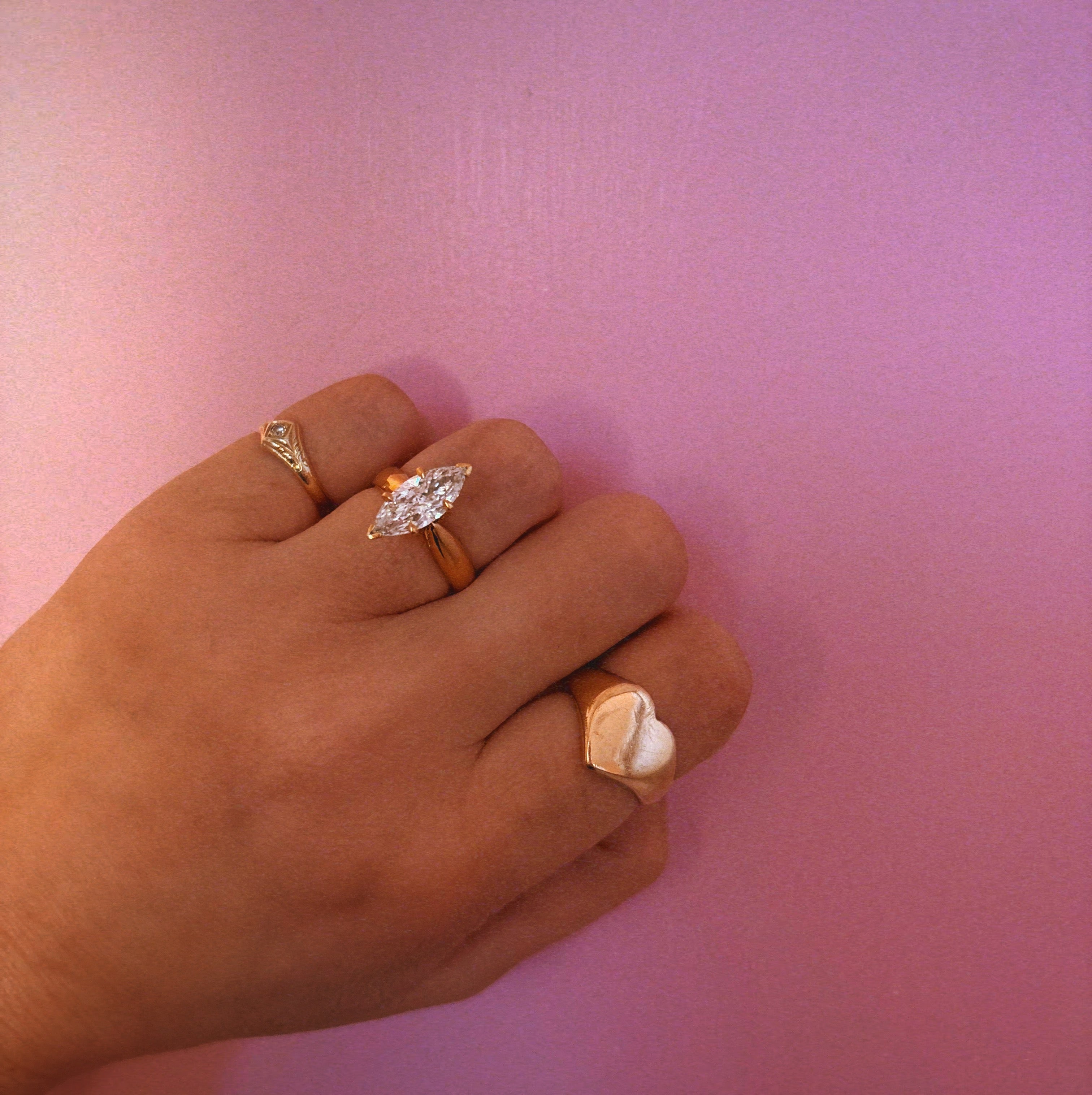 14ct gold 1.76ct marquise cut diamond ring