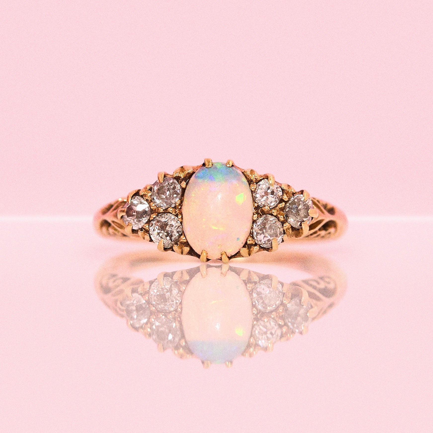 18ct gold opal and diamond Edwardian eye ring