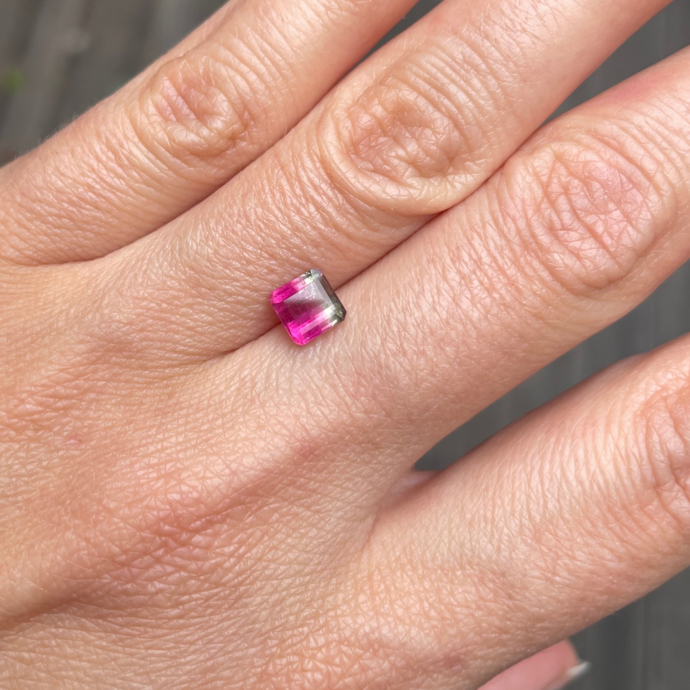 18ct gold double bezel set watermelon tourmaline ring (made to order)