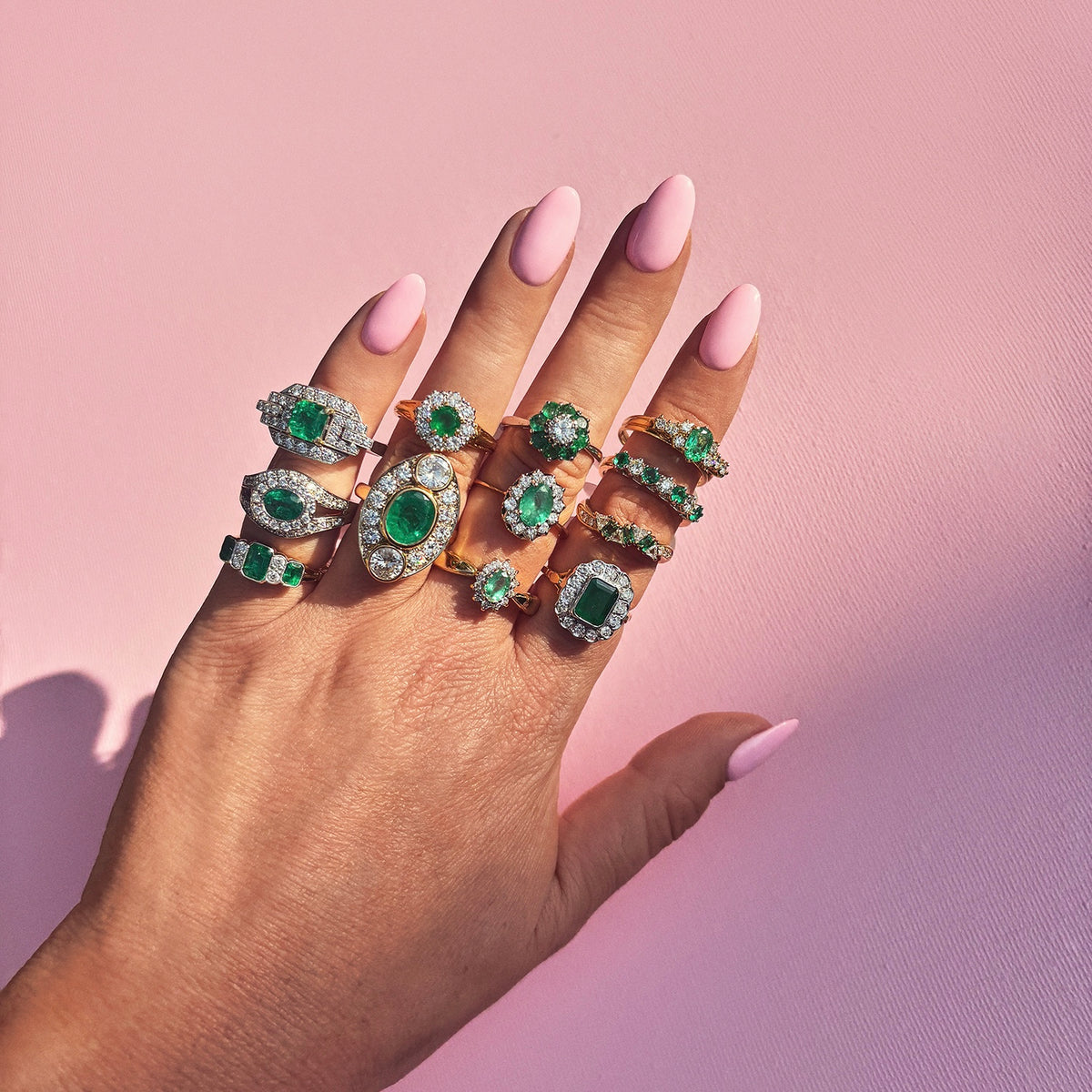 Vintage 18ct gold emerald and diamond ring