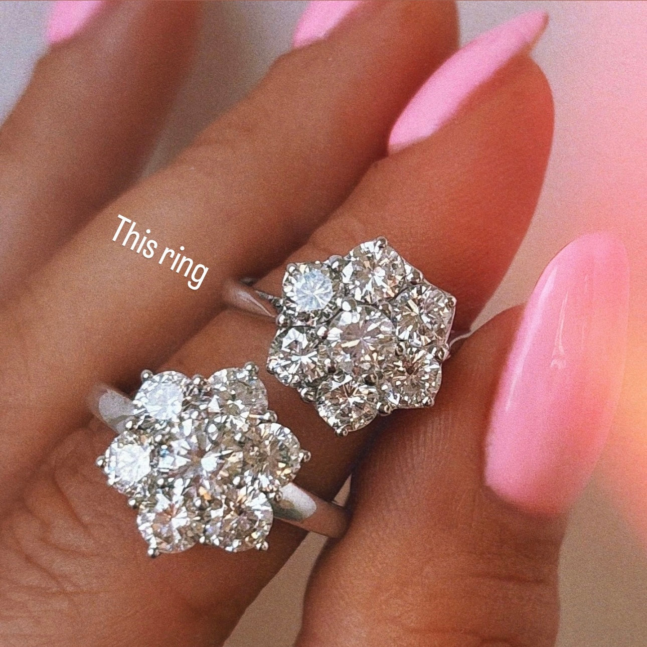 18ct white gold 1.90ct diamond flower ring