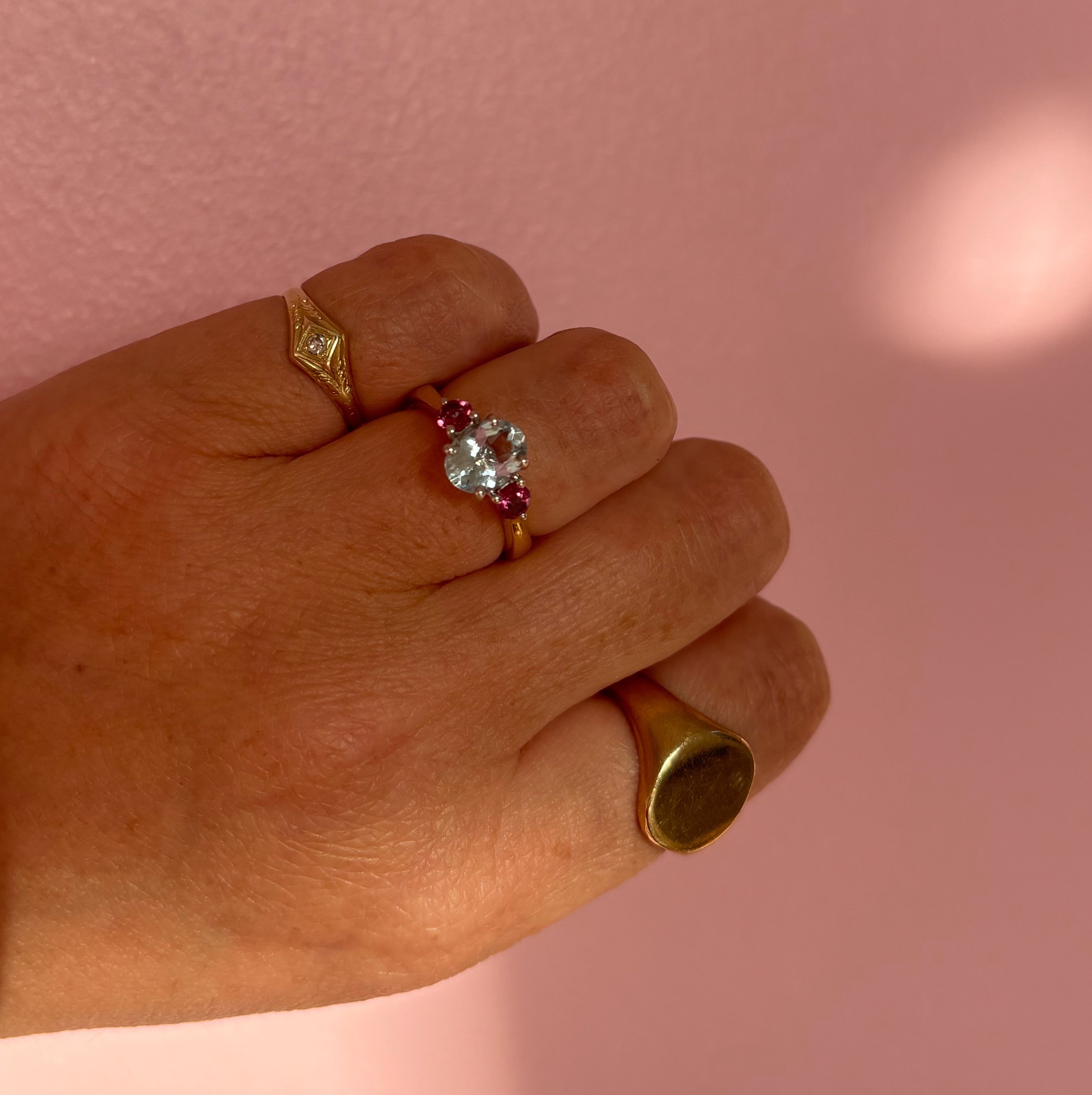 18ct gold aquamarine ring with various birthstone options (made to order)