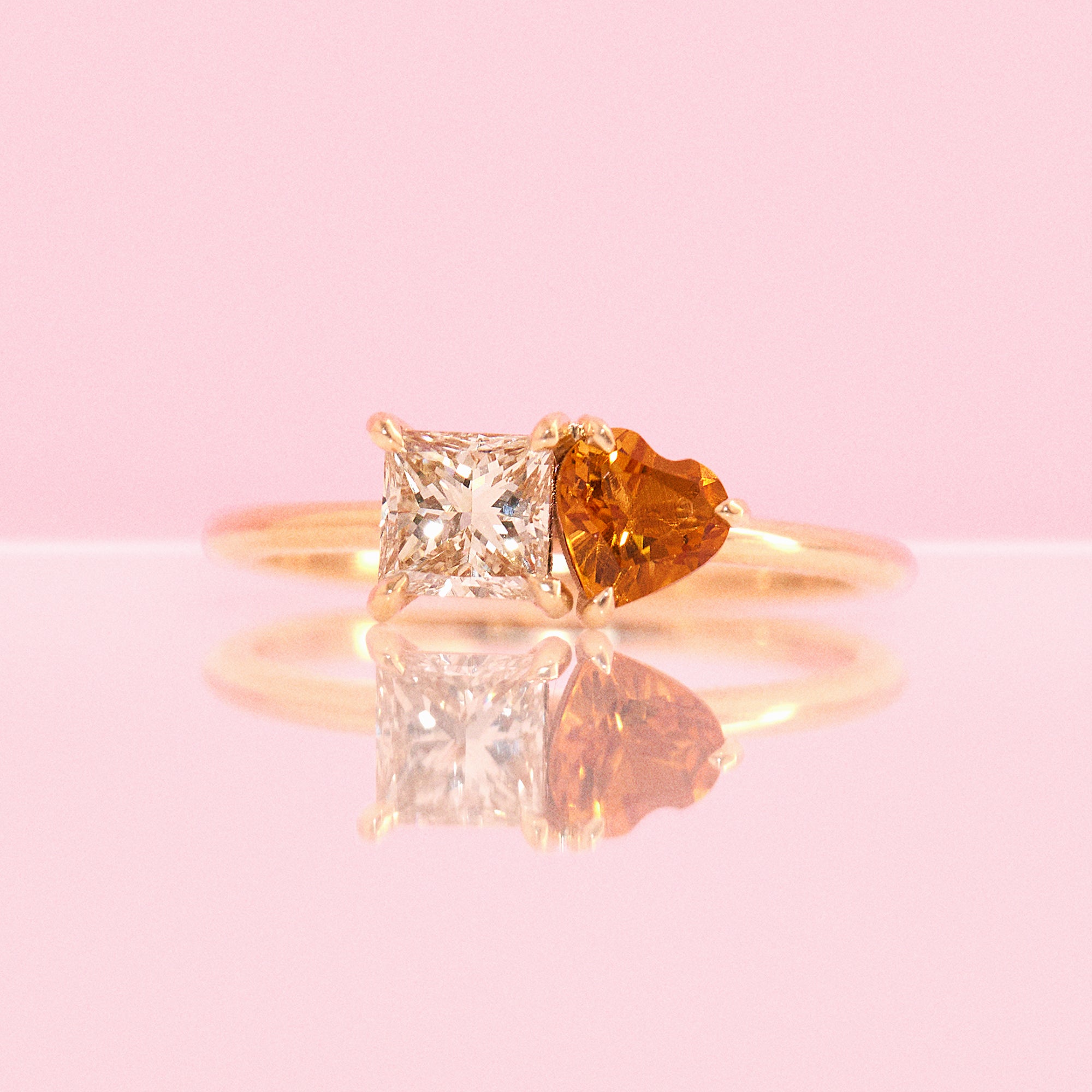 18ct gold ‘toi et moi’ citrine and diamond ring (made to order)