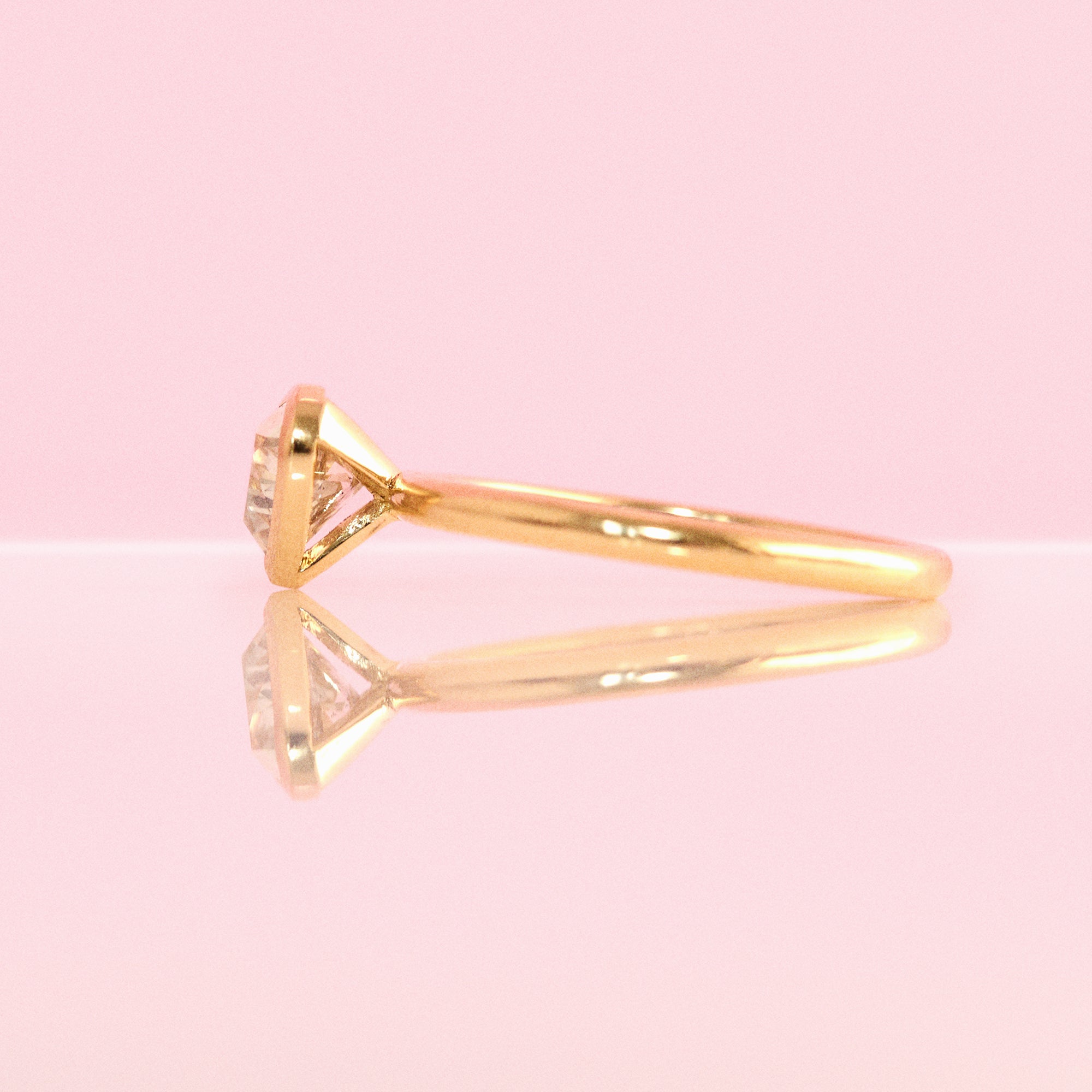 18ct gold bezel set 1.07ct heart-shaped diamond ring