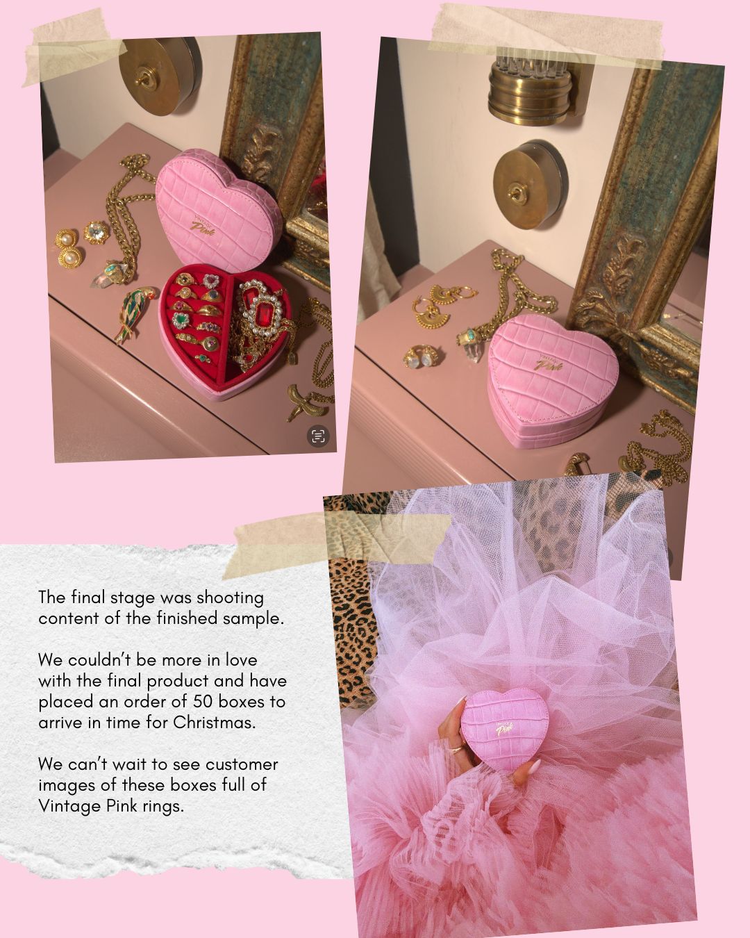 Heart-shaped pink faux croc and red velvet jewellery box (pre-order for Christmas)