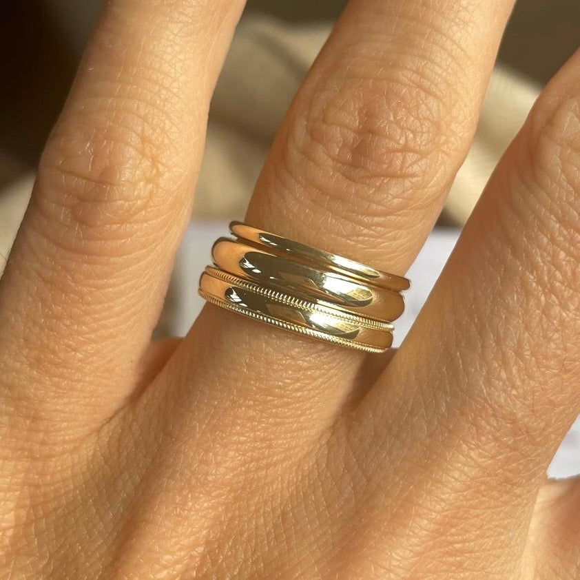 9ct gold beaded edge 3mm band