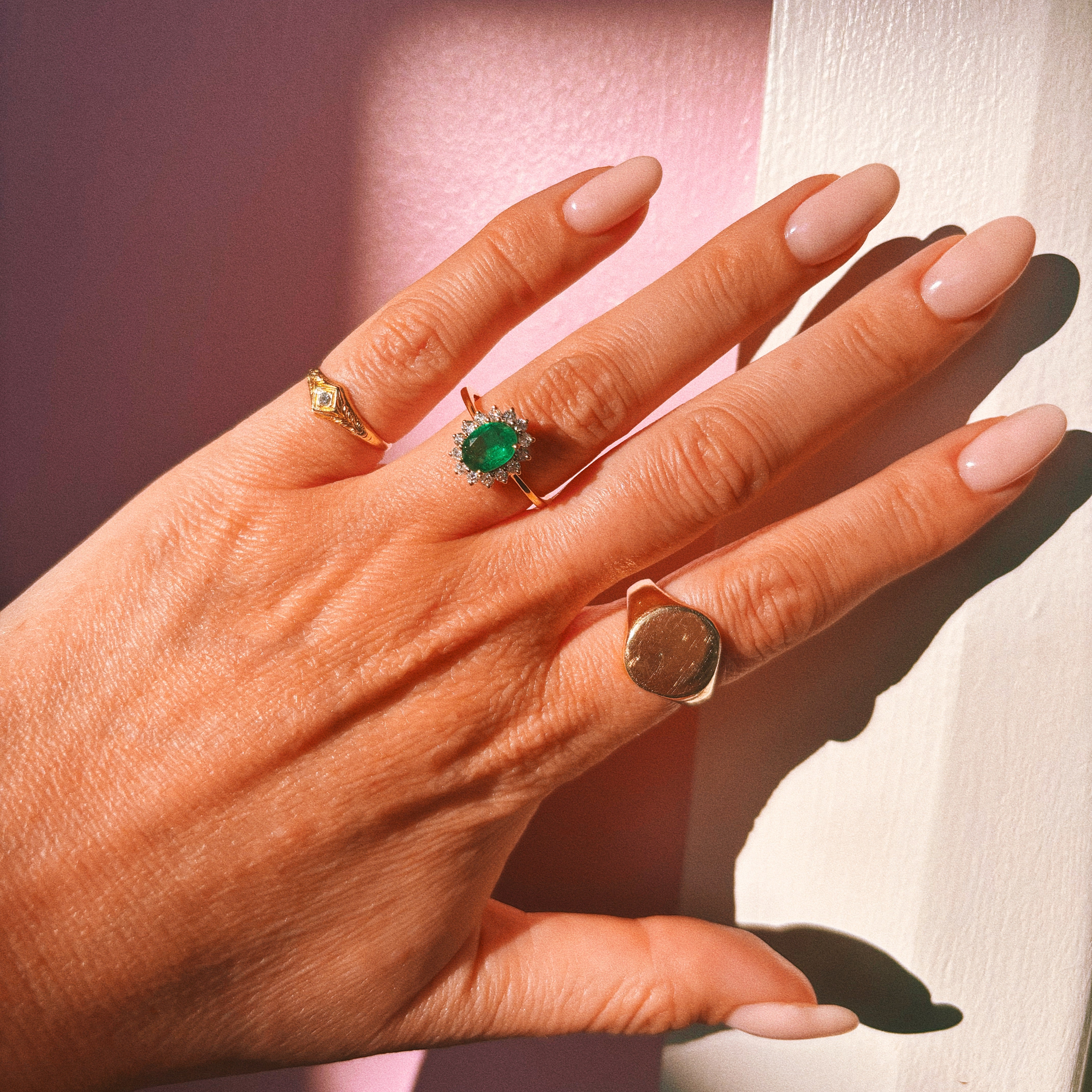 18ct gold 0.99ct emerald and diamond cluster ring (made to order)